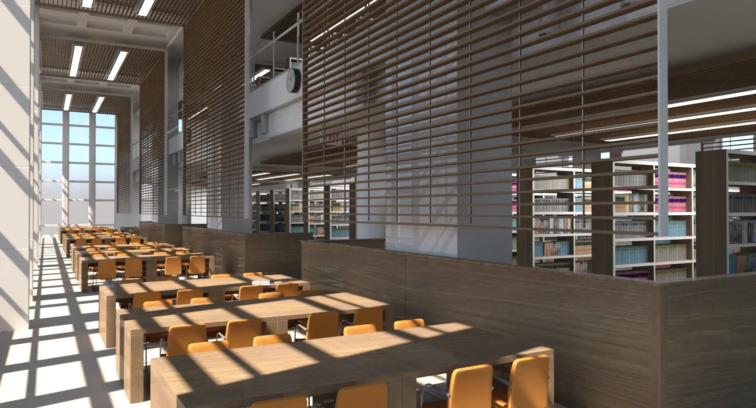 3D Library Interior