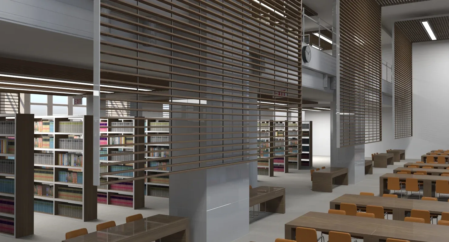 3D Library Interior