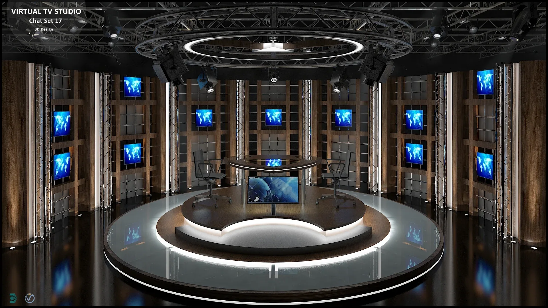 Virtual TV Studio Chat Set 17