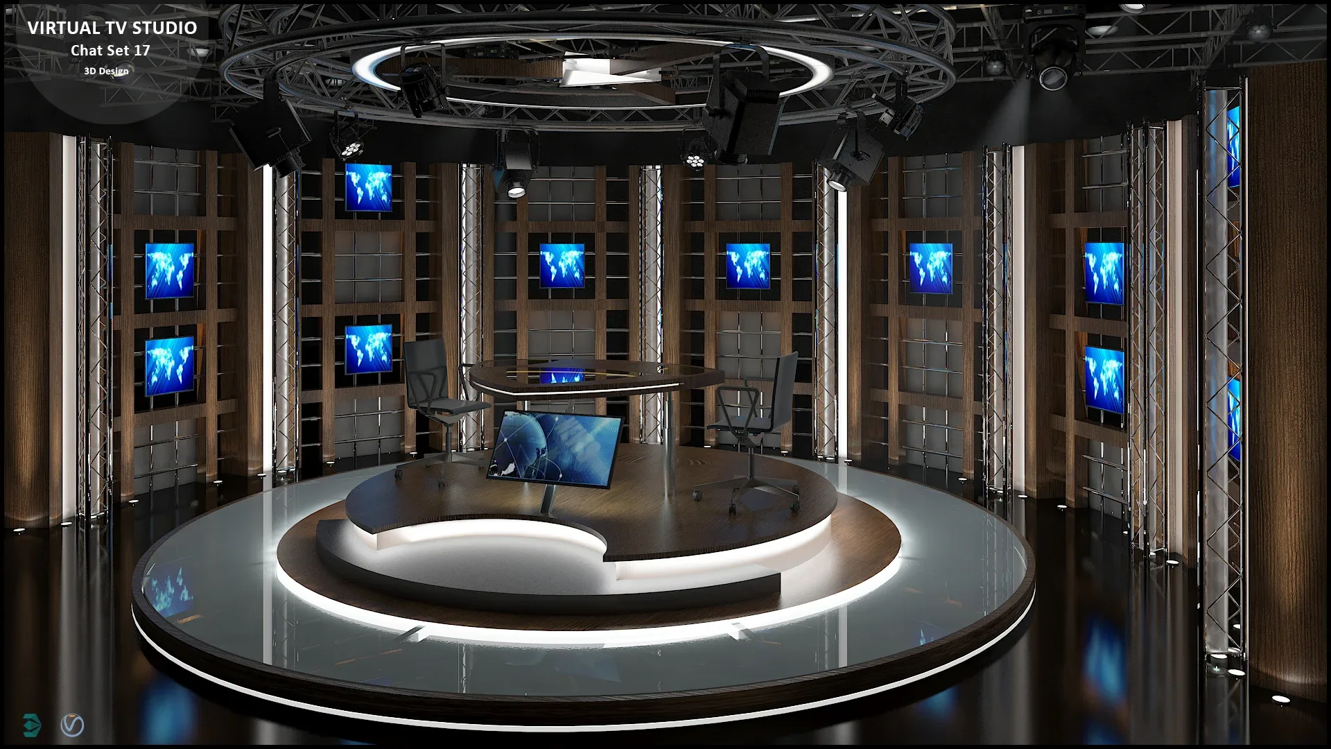 Virtual TV Studio Chat Set 17