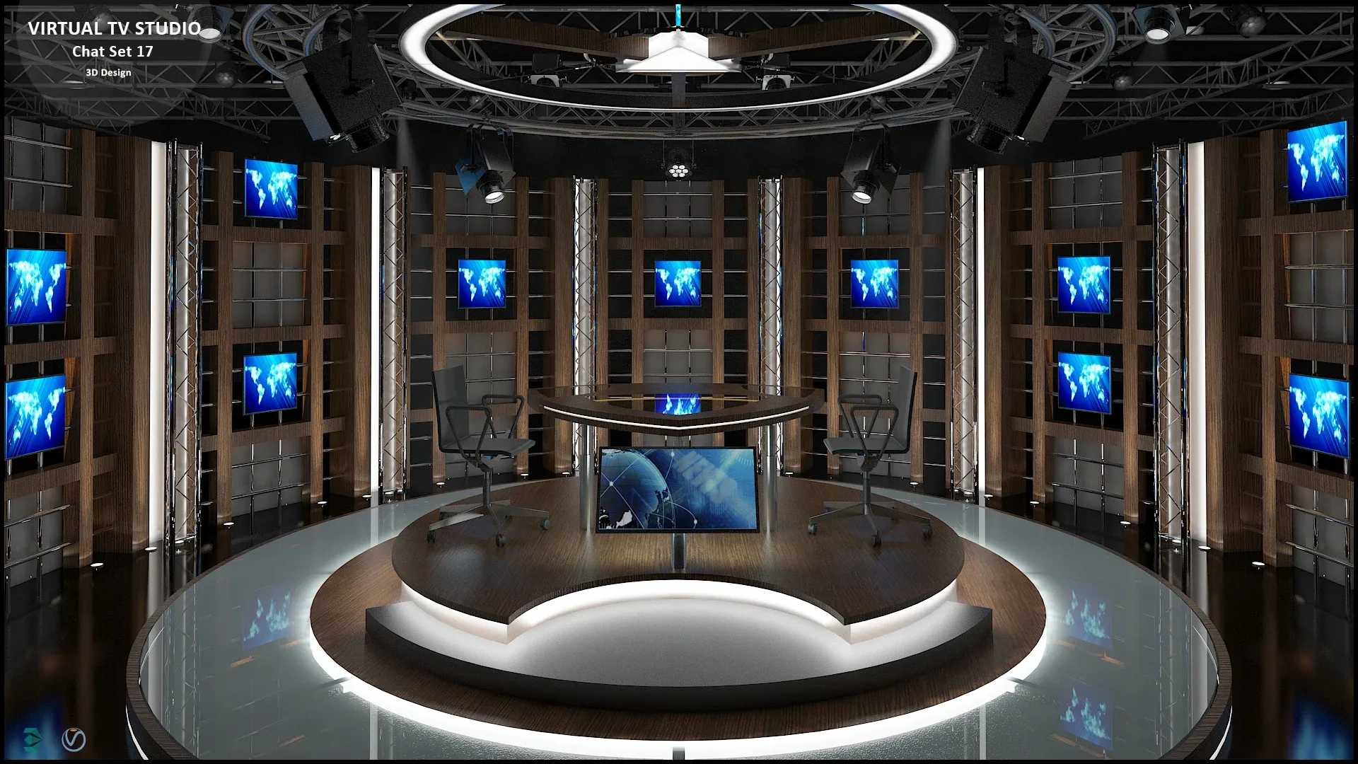 Virtual TV Studio Chat Set 17