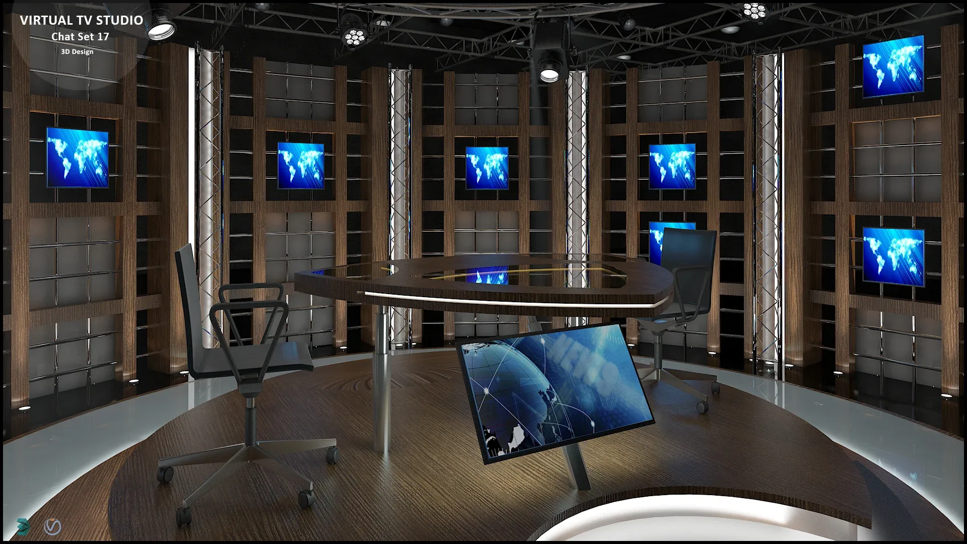 Virtual TV Studio Chat Set 17