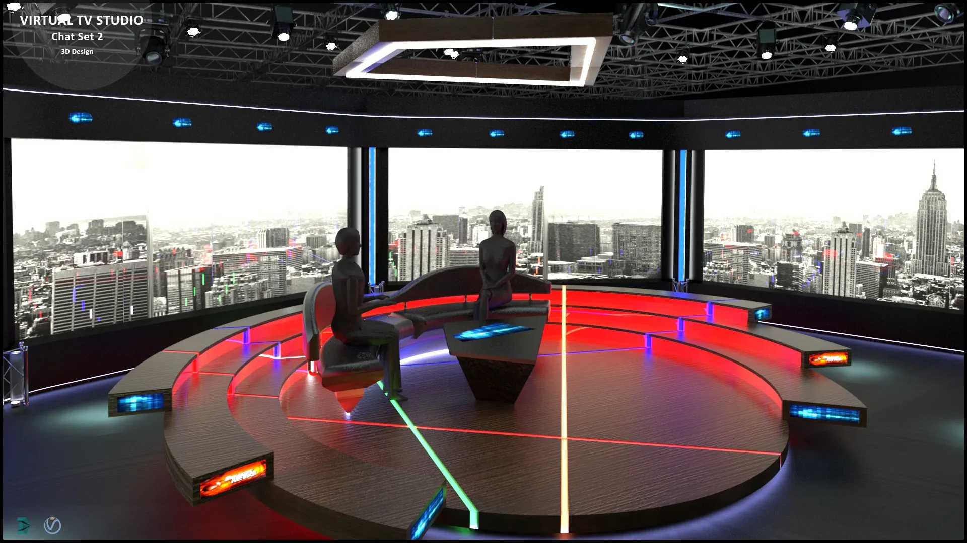 Virtual TV Studio Chat Set 2