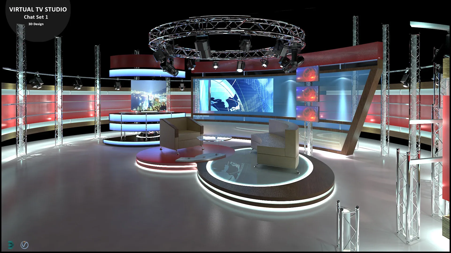 Virtual TV Studio Chat Set 1