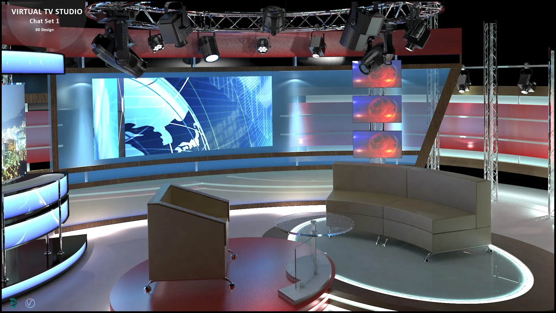 Virtual TV Studio Chat Set 1