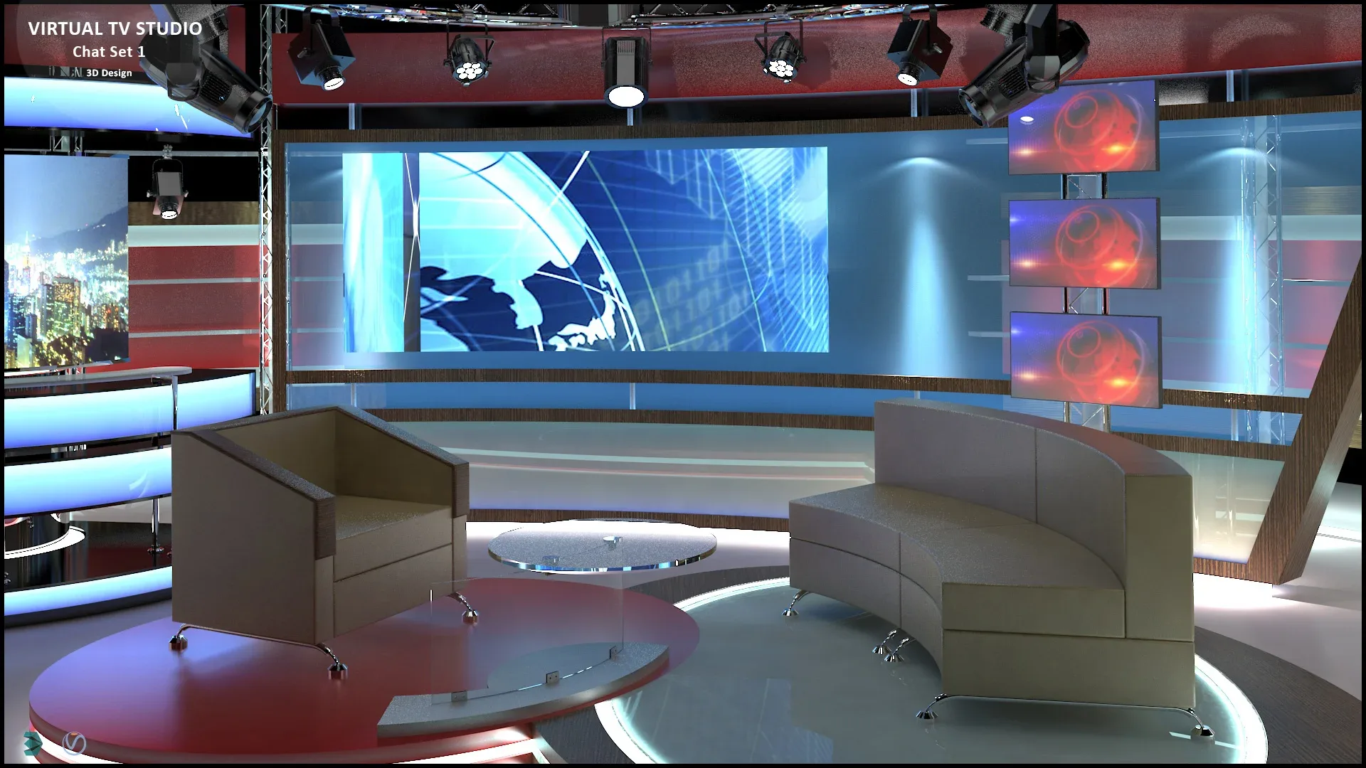 Virtual TV Studio Chat Set 1