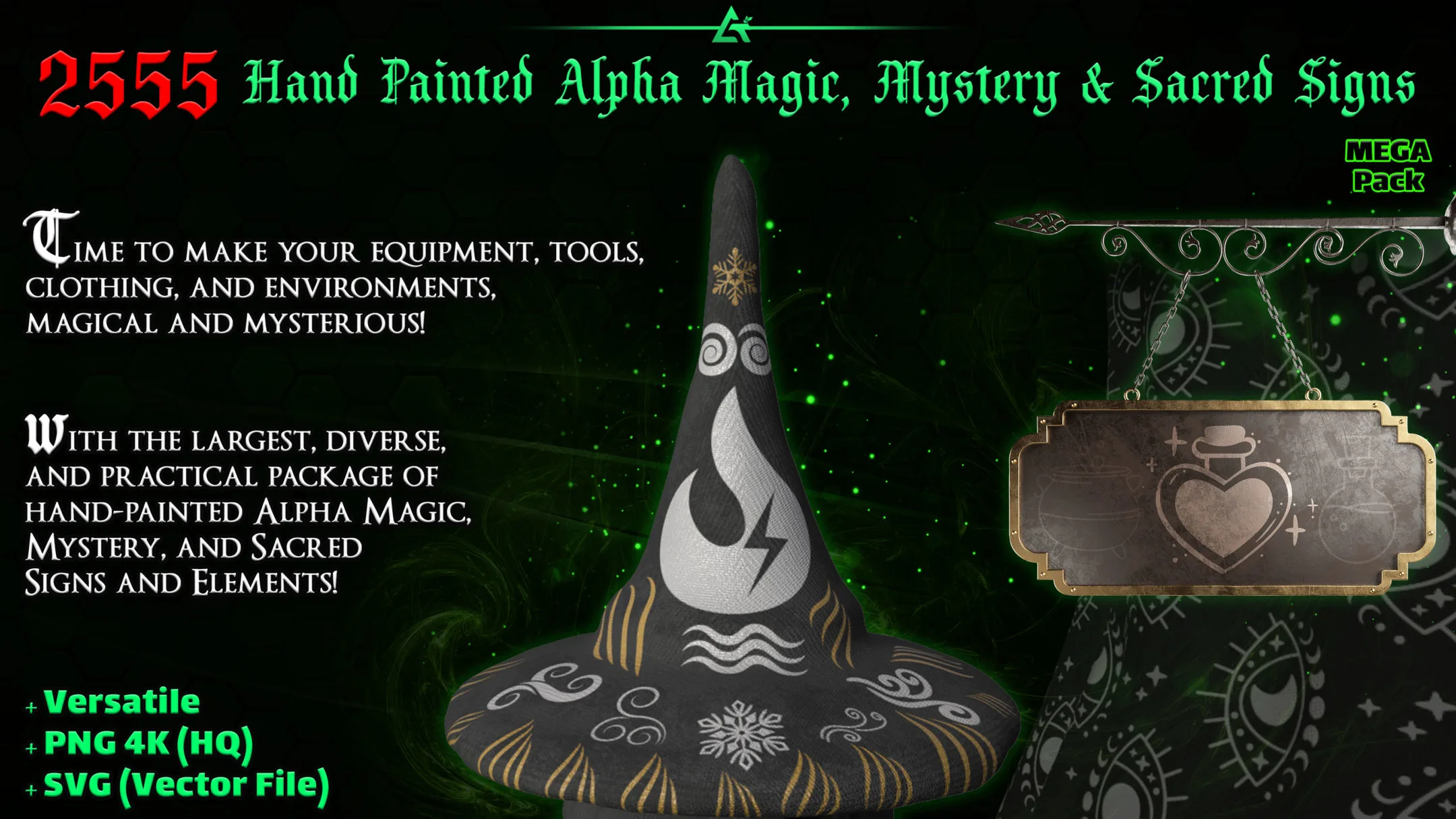 2555 Hand Painted Alpha Magic, Mystery &amp; Sacred Signs and Elements (MEGA Pack) - Vol 8