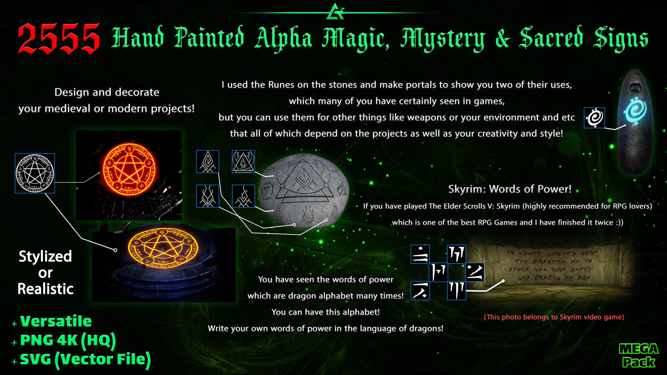 2555 Hand Painted Alpha Magic, Mystery &amp; Sacred Signs and Elements (MEGA Pack) - Vol 8