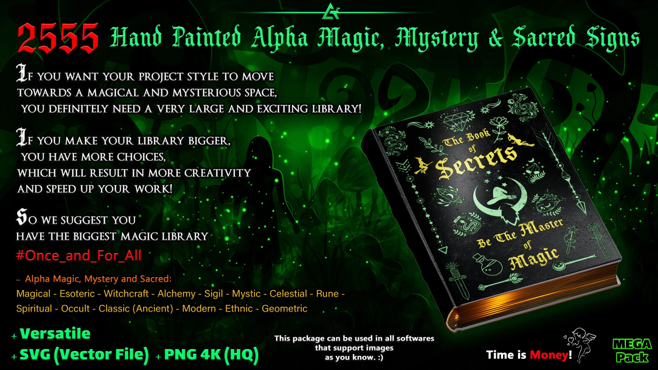 2555 Hand Painted Alpha Magic, Mystery &amp; Sacred Signs and Elements (MEGA Pack) - Vol 8