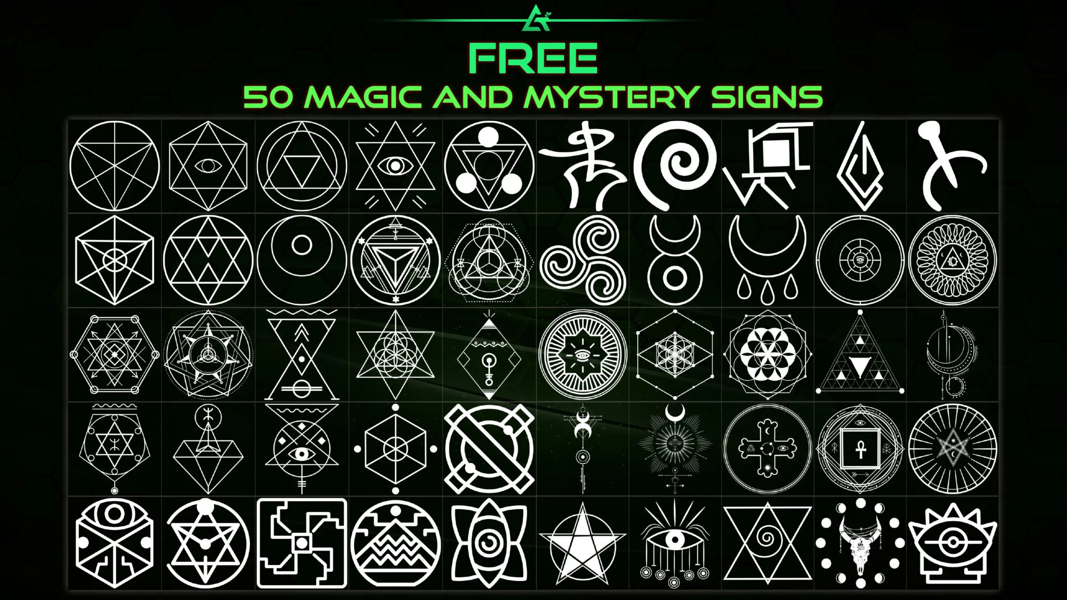 2555 Hand Painted Alpha Magic, Mystery &amp; Sacred Signs and Elements (MEGA Pack) - Vol 8