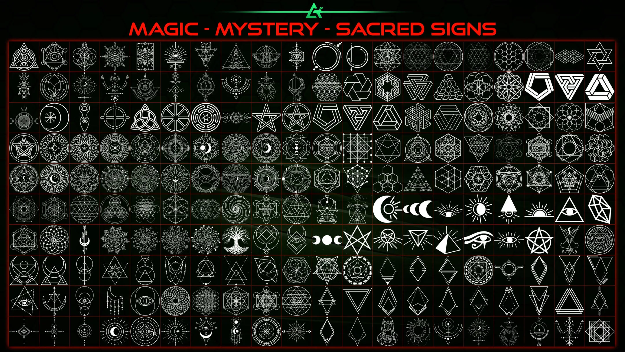 2555 Hand Painted Alpha Magic, Mystery &amp; Sacred Signs and Elements (MEGA Pack) - Vol 8