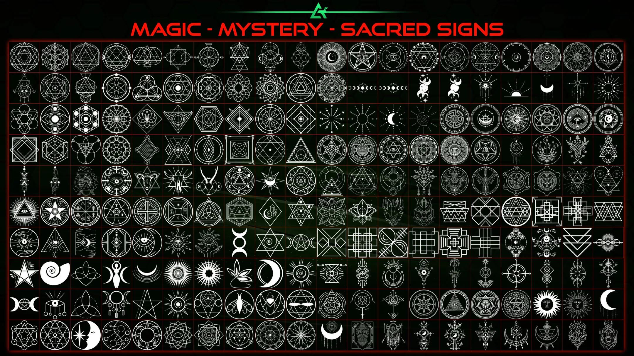 2555 Hand Painted Alpha Magic, Mystery &amp; Sacred Signs and Elements (MEGA Pack) - Vol 8