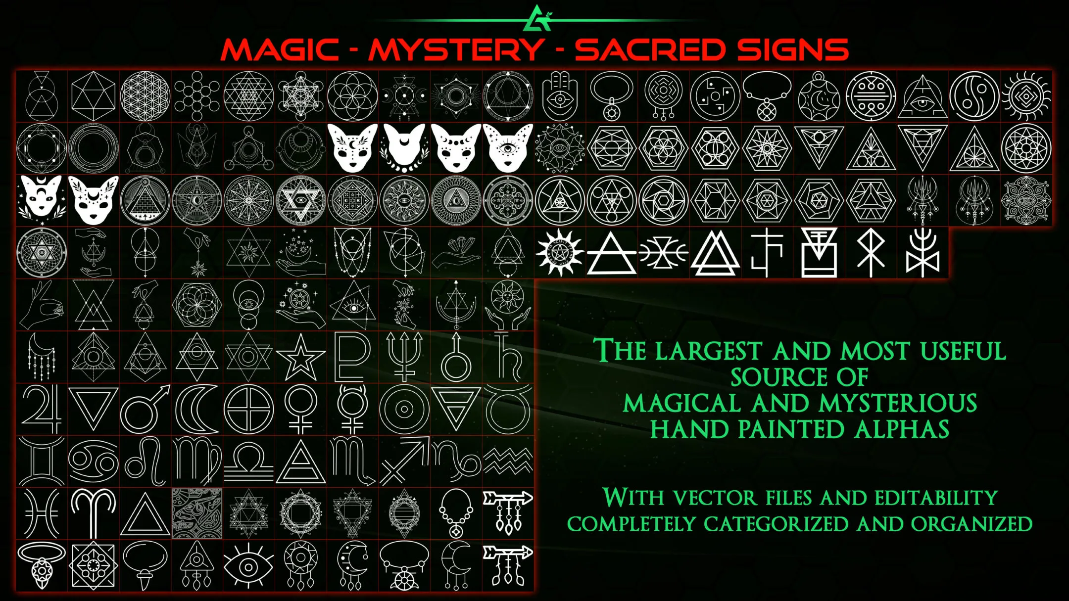 2555 Hand Painted Alpha Magic, Mystery &amp; Sacred Signs and Elements (MEGA Pack) - Vol 8