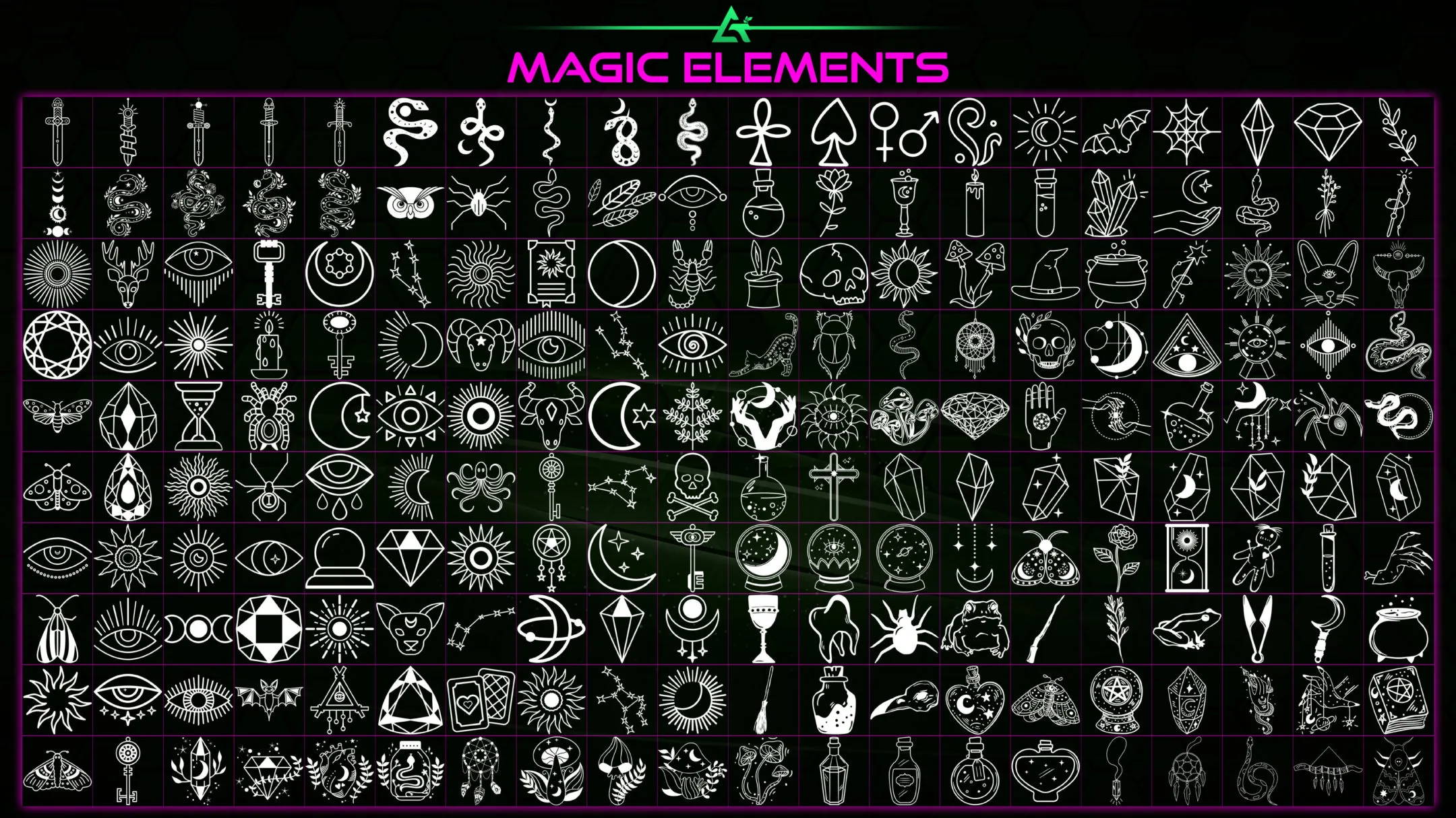 2555 Hand Painted Alpha Magic, Mystery &amp; Sacred Signs and Elements (MEGA Pack) - Vol 8