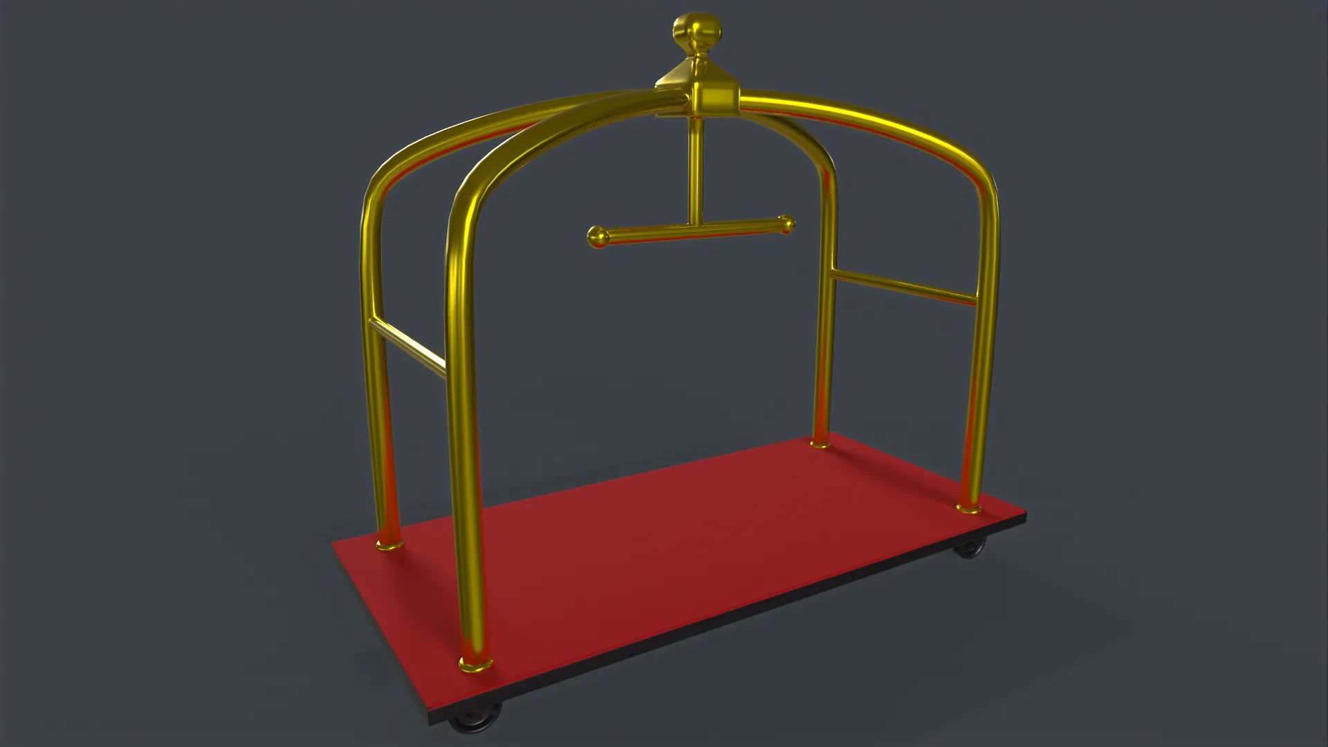 Hotel Luggage Trolley - High Poly Model