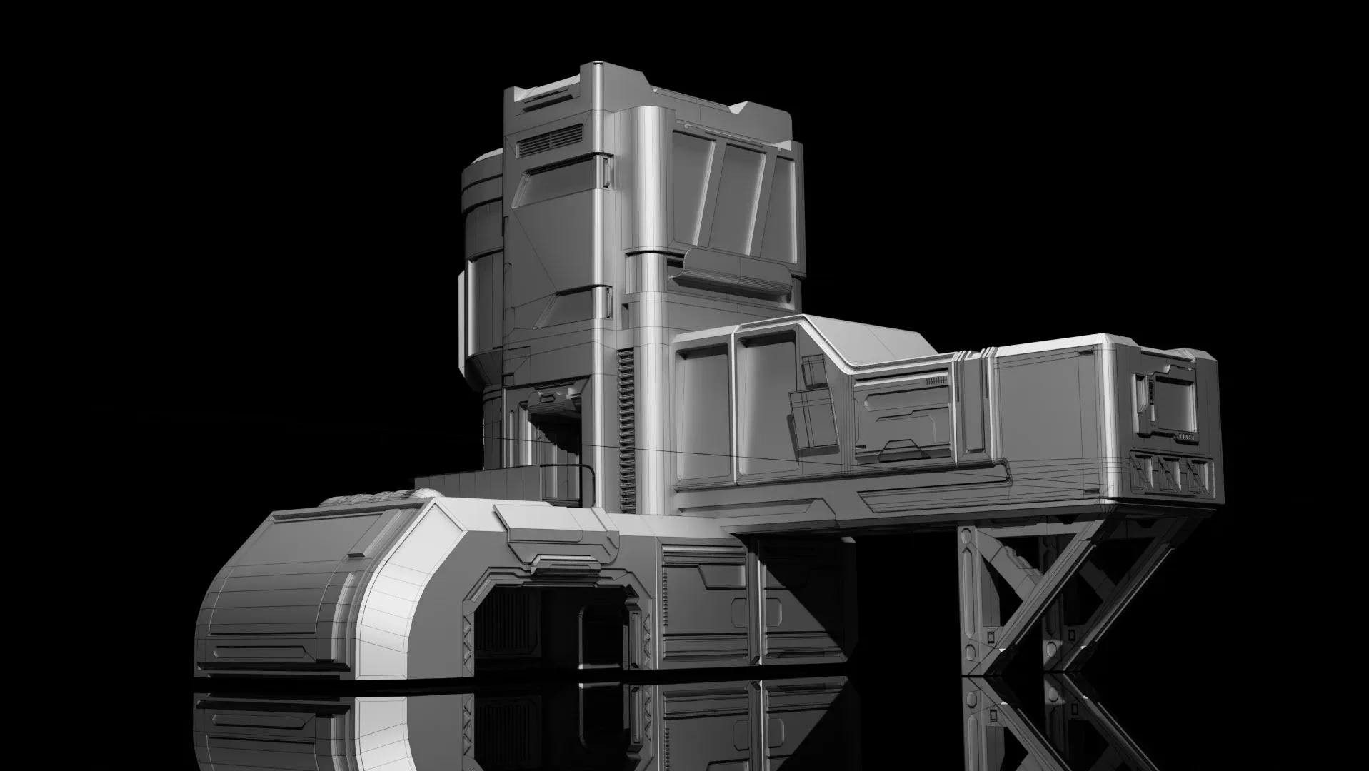 5 SCI-FI BUILDING GAME ASSETS (POLY OPTIMALI)