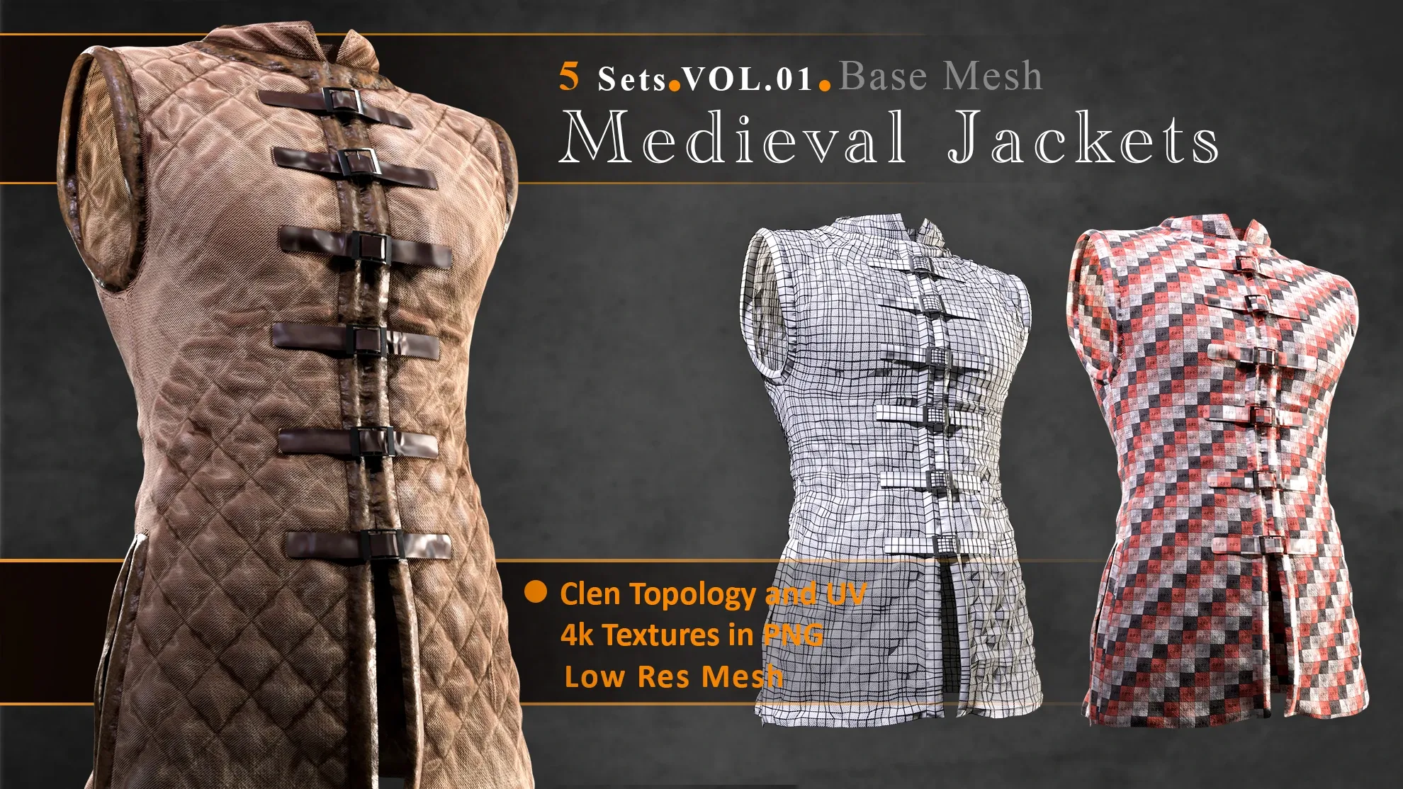 Medieval Style Jackets Base Mesh Vol 01