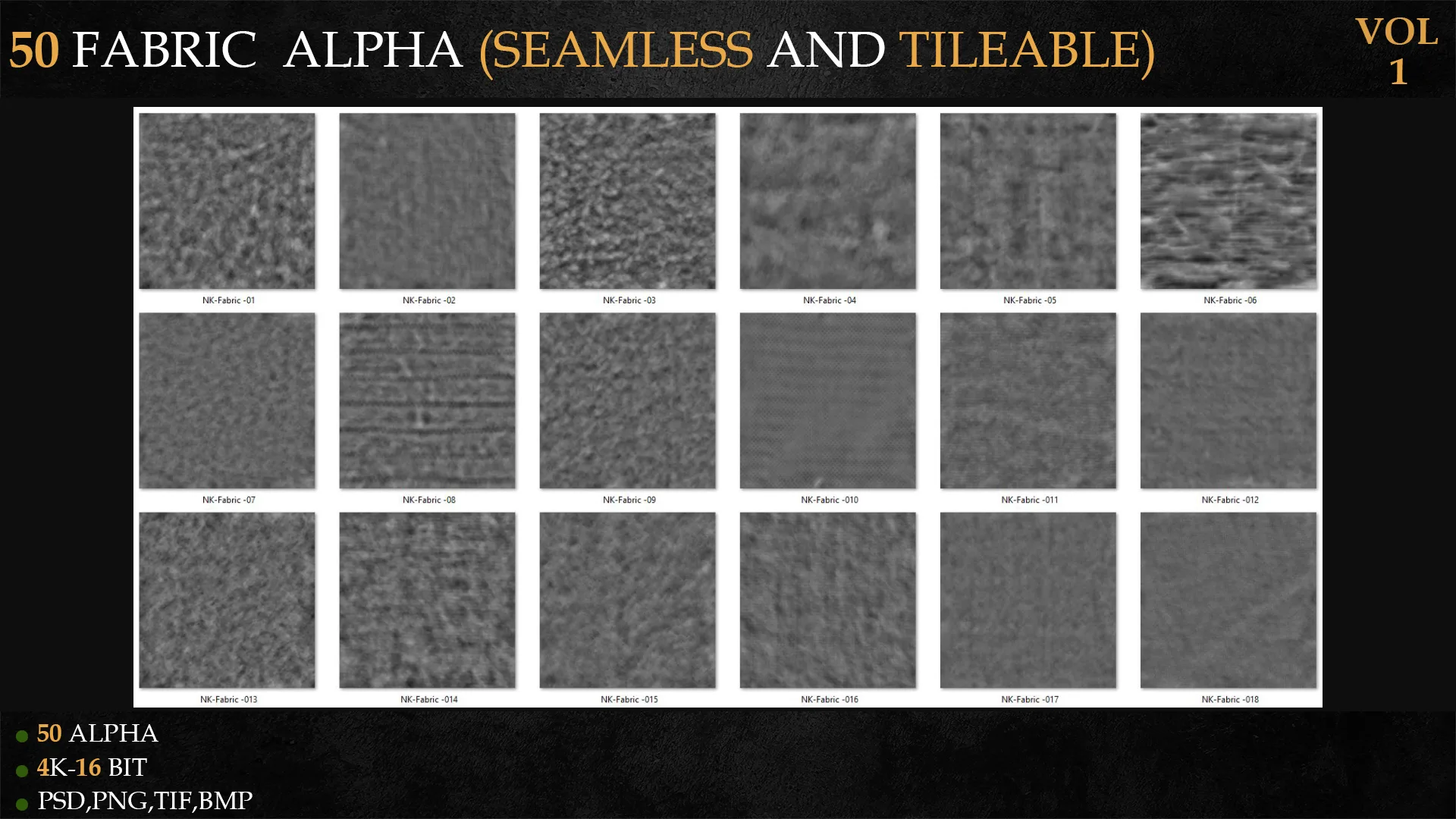 50 FABRIC ALPHA (SEAMLESS AND TILEABLE)-VOL 1