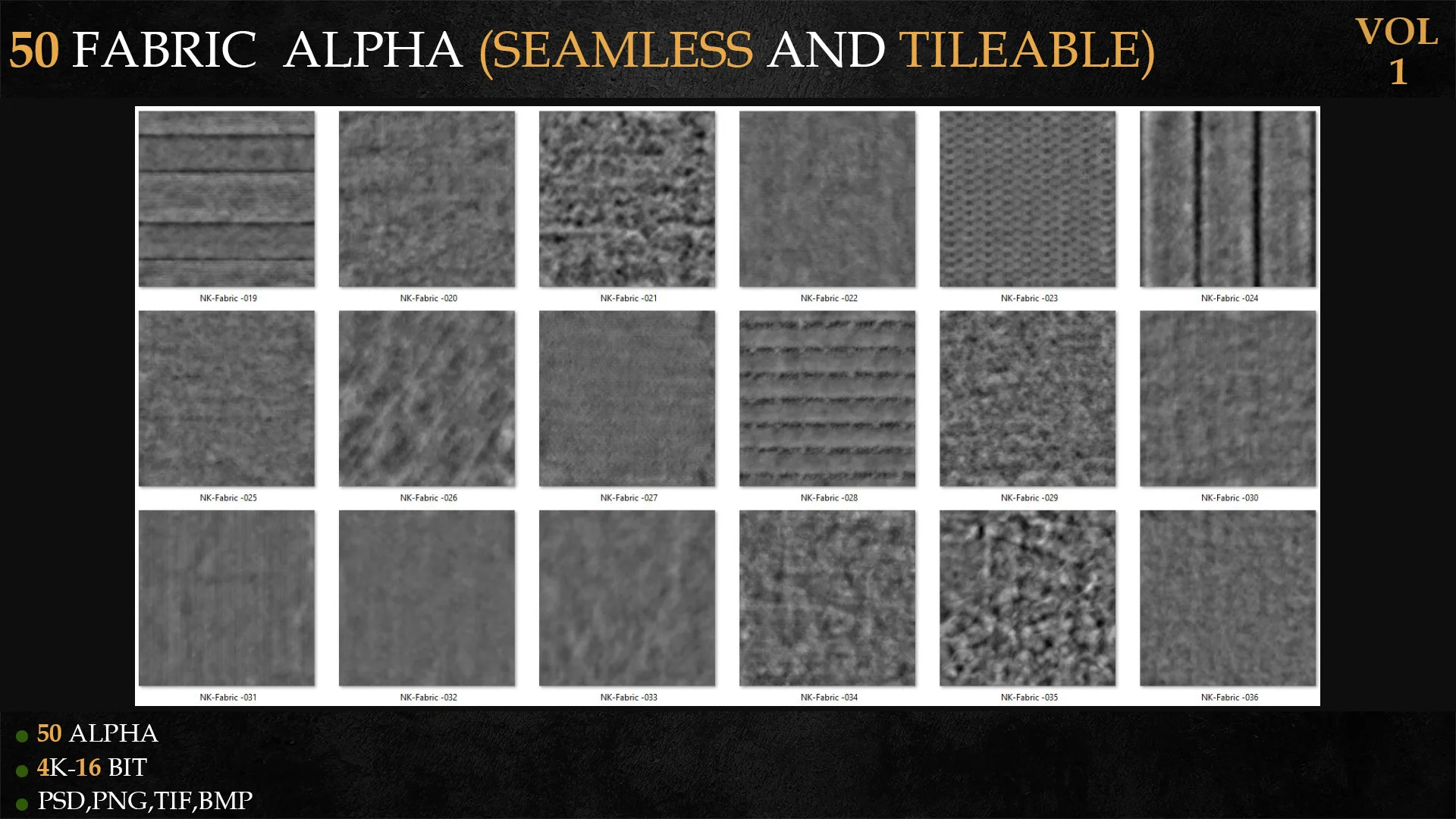 50 FABRIC ALPHA (SEAMLESS AND TILEABLE)-VOL 1