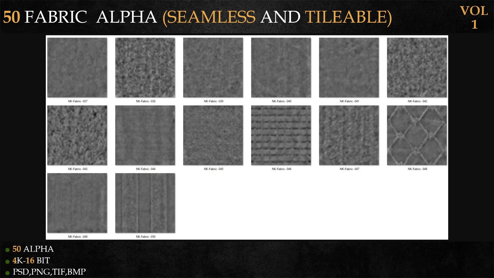 50 FABRIC ALPHA (SEAMLESS AND TILEABLE)-VOL 1