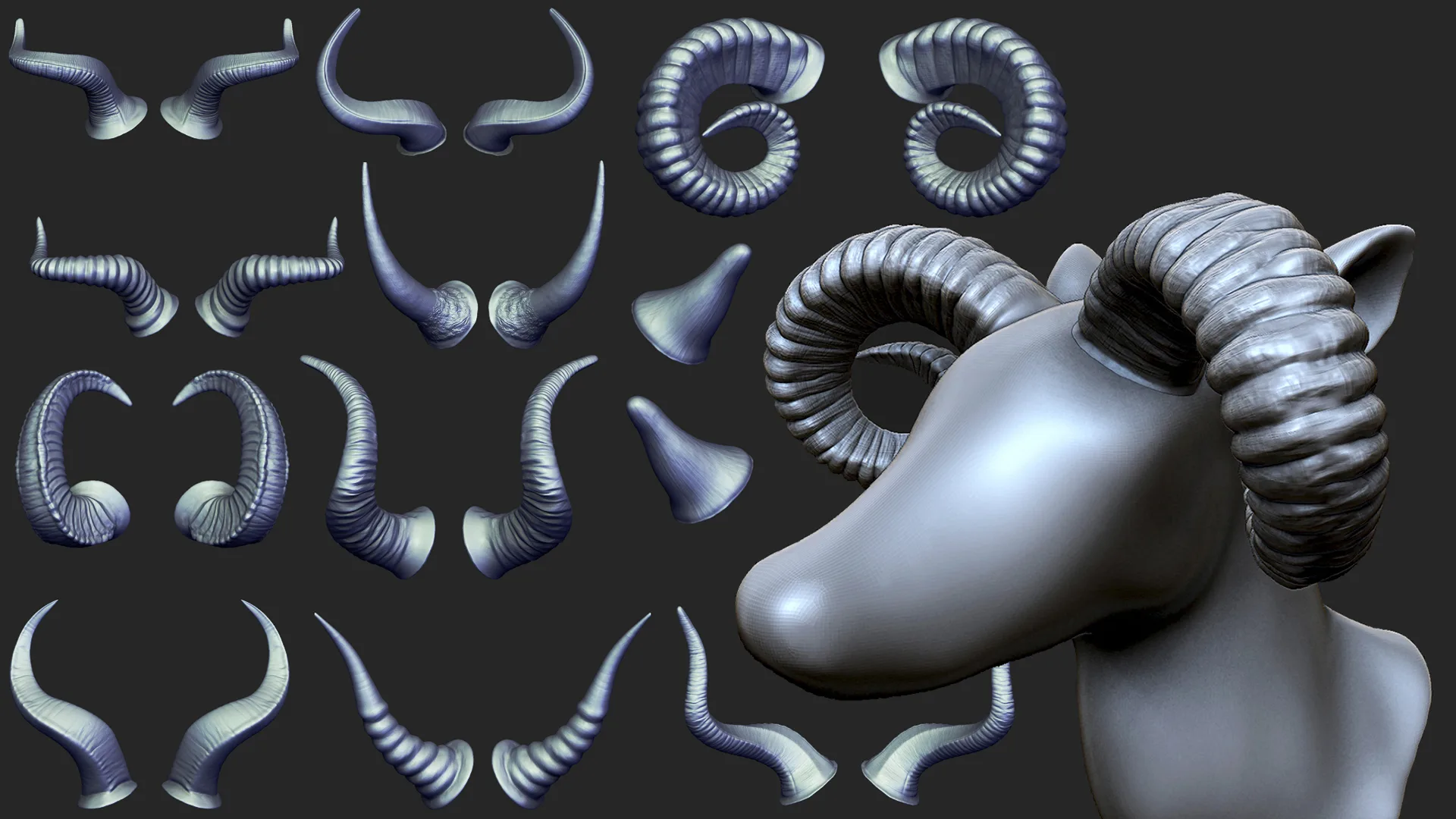 ZBrush - Horns IMM Brushes - VOL. 1