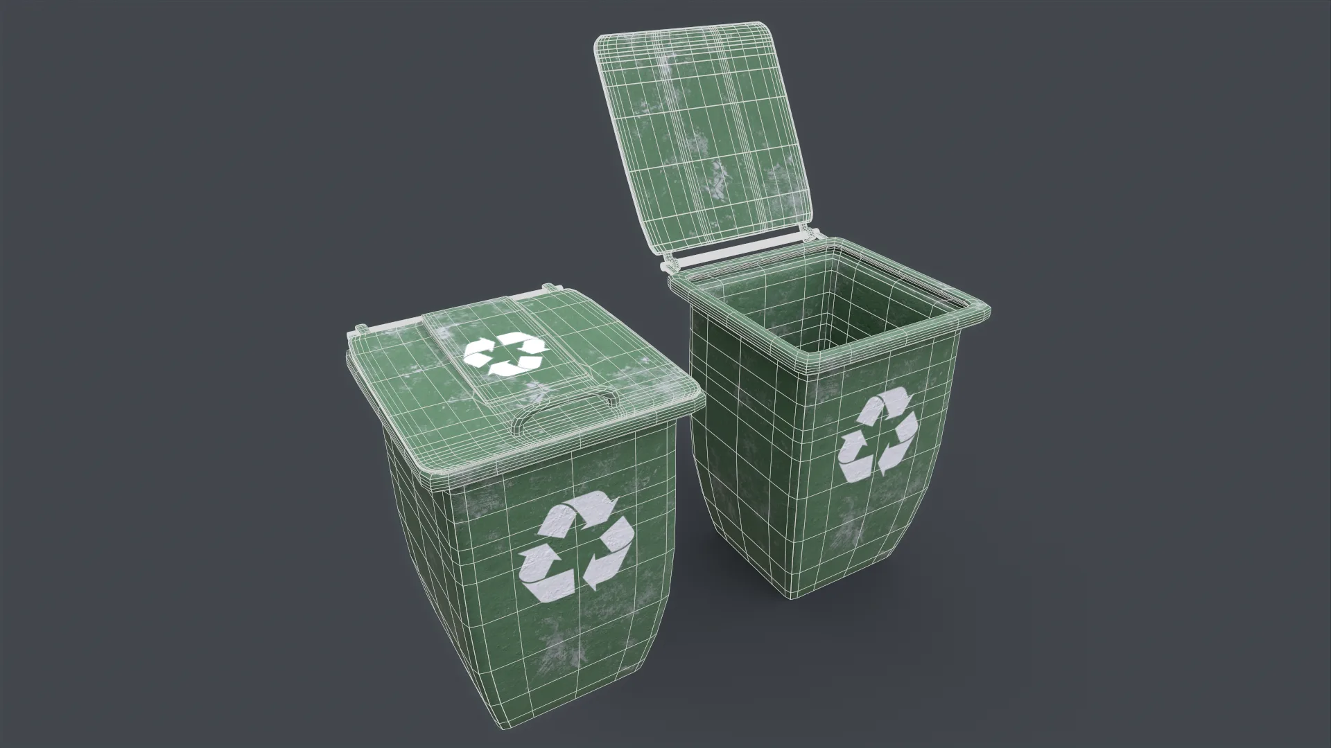 Recycle Trash Can - Game Ready