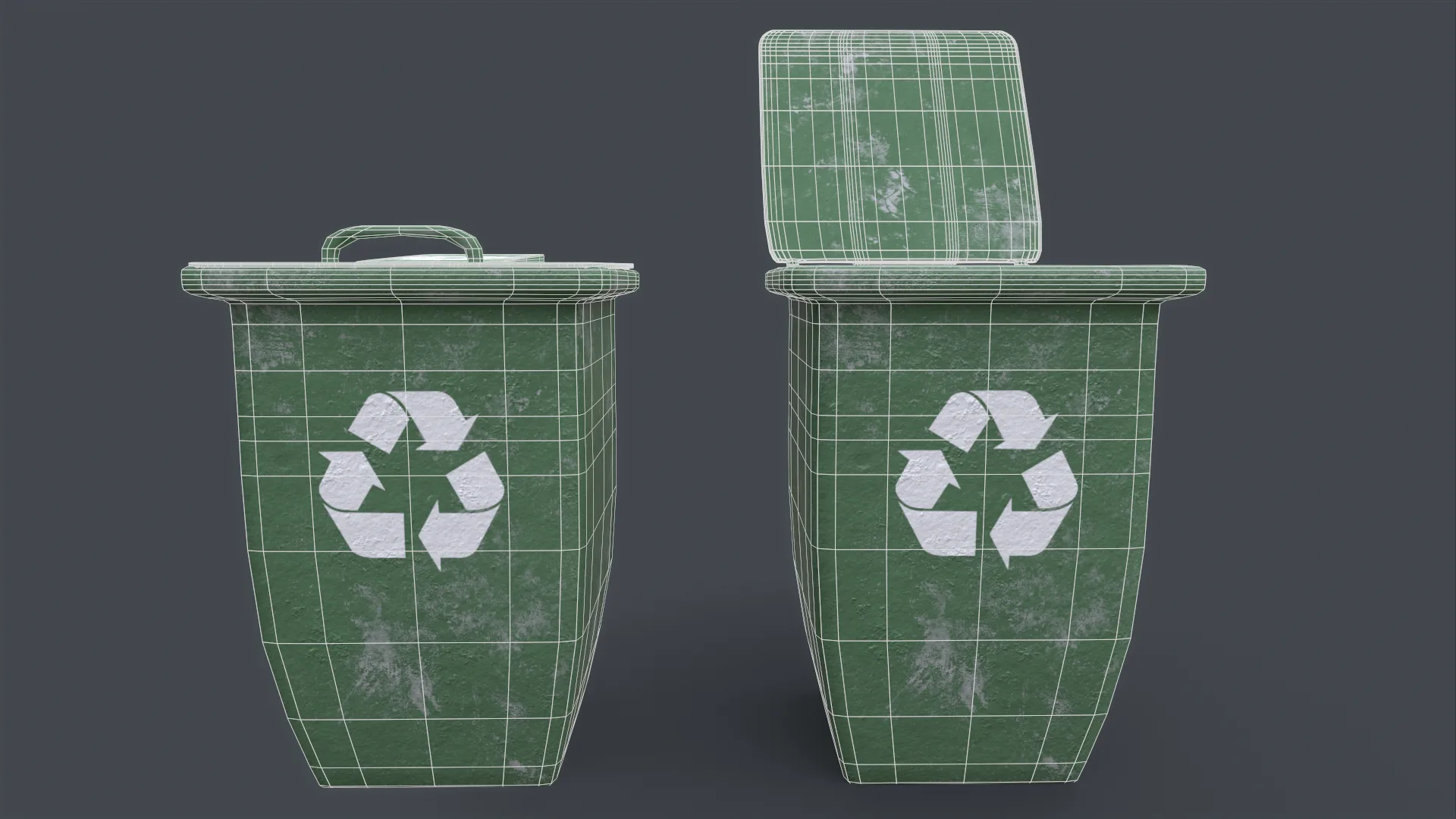 Recycle Trash Can - Game Ready