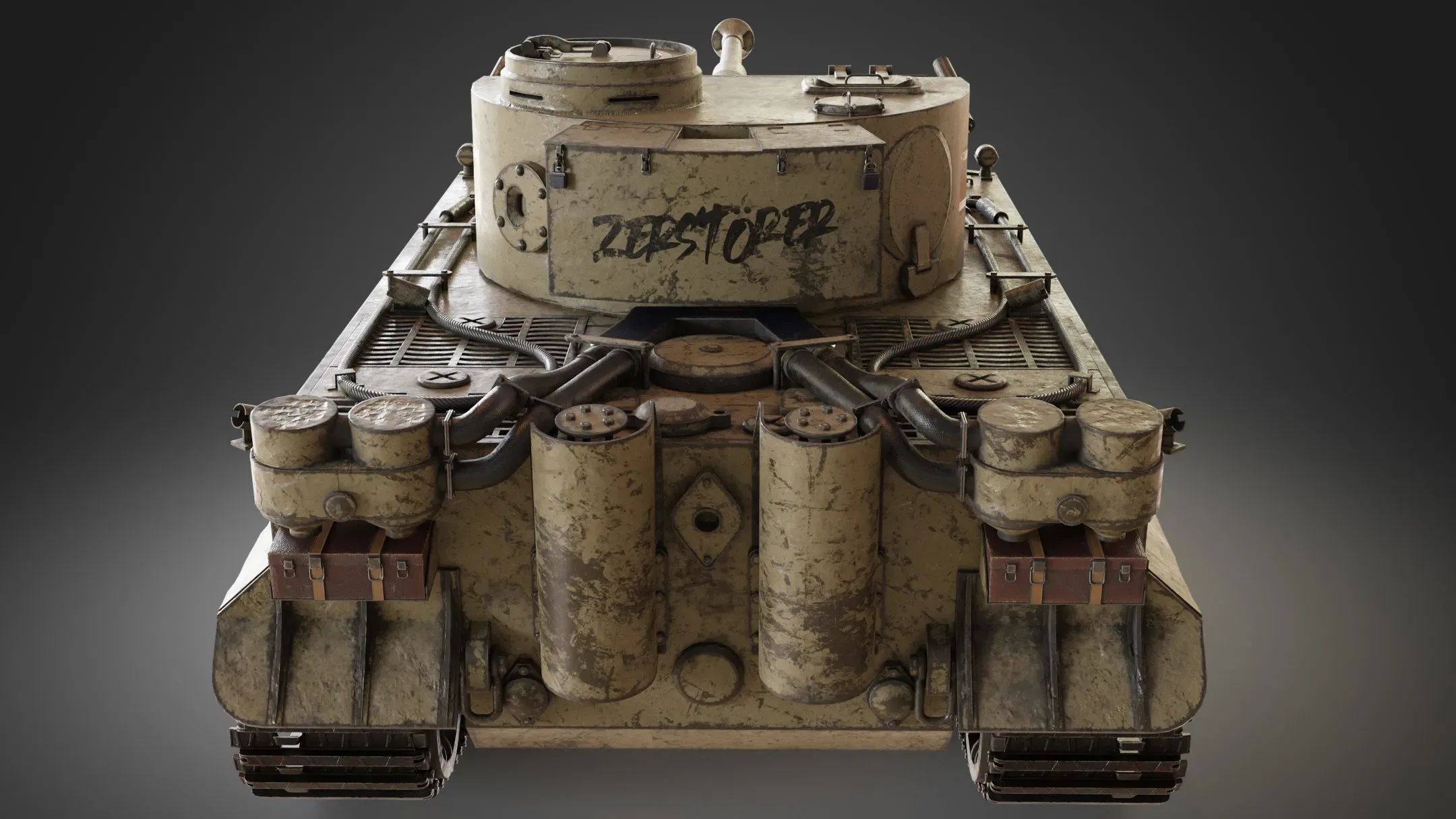 WW2 German Tiger tank Low-poly 3D model