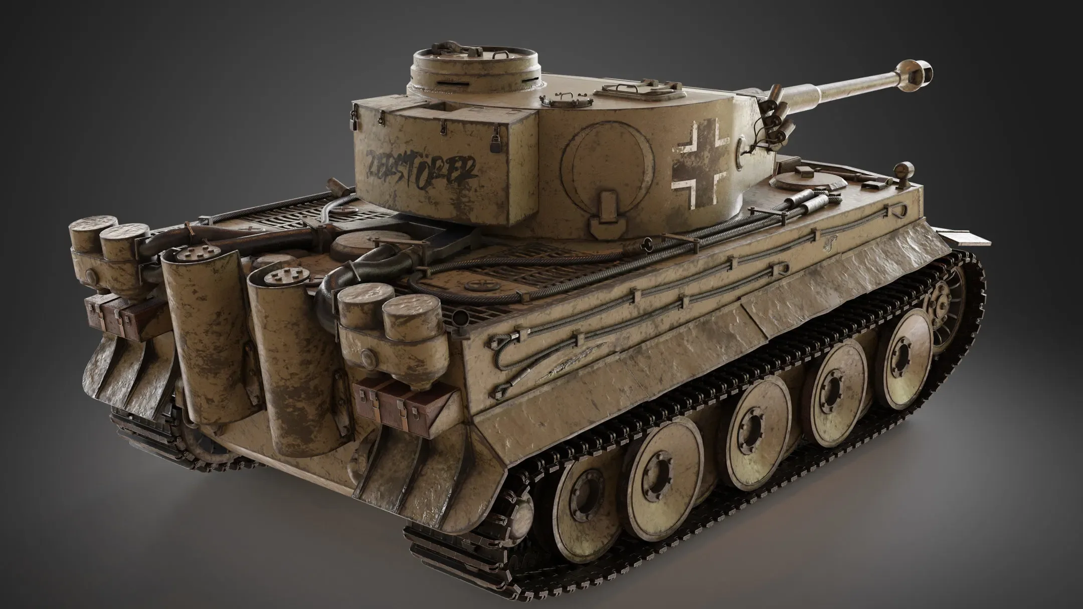 WW2 German Tiger tank Low-poly 3D model