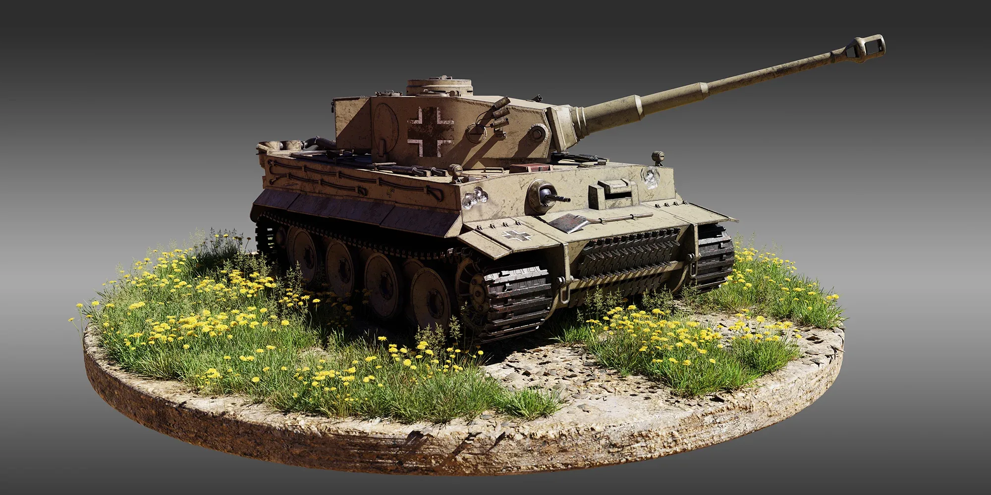 WW2 German Tiger tank Low-poly 3D model