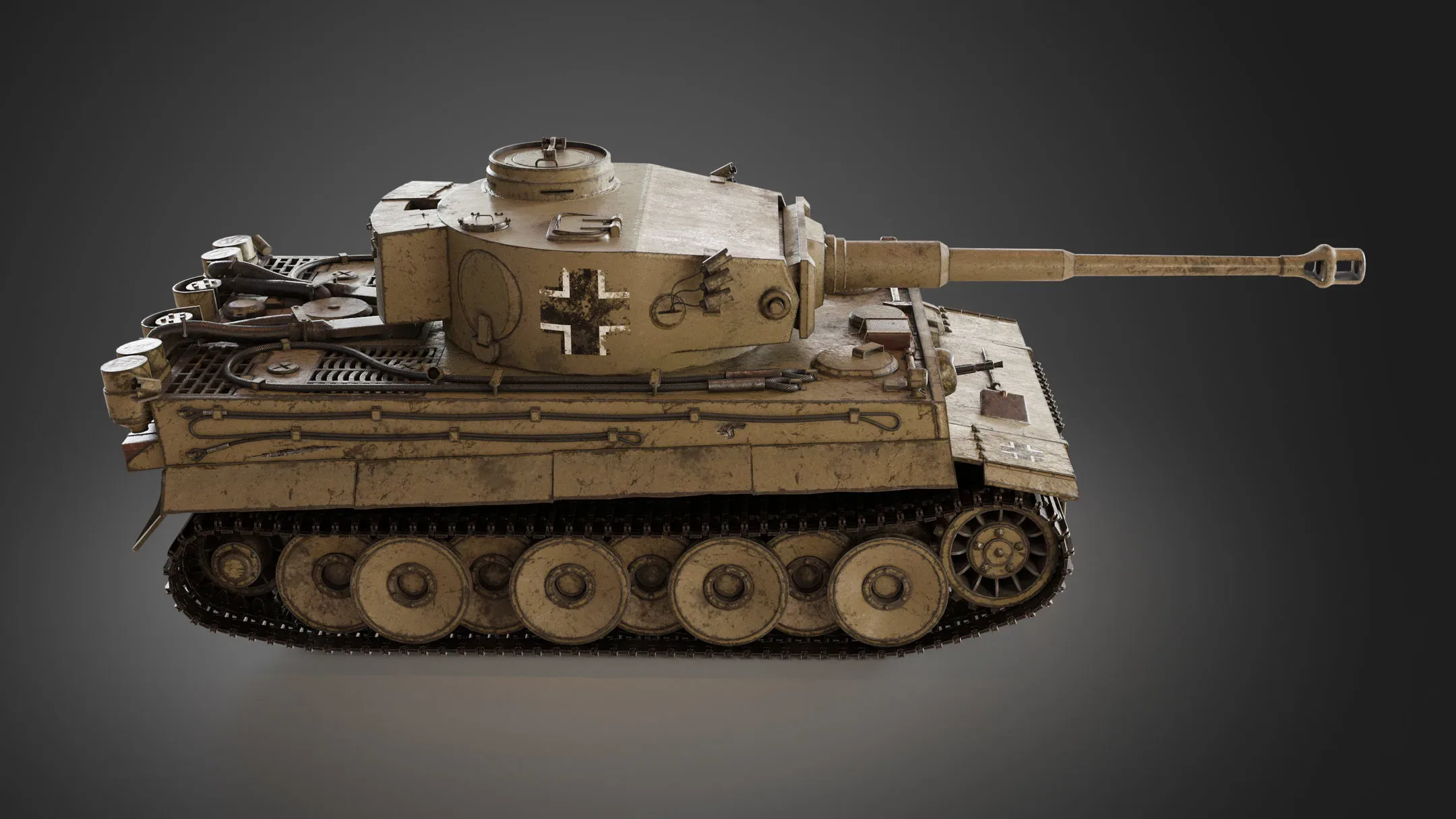 WW2 German Tiger tank Low-poly 3D model