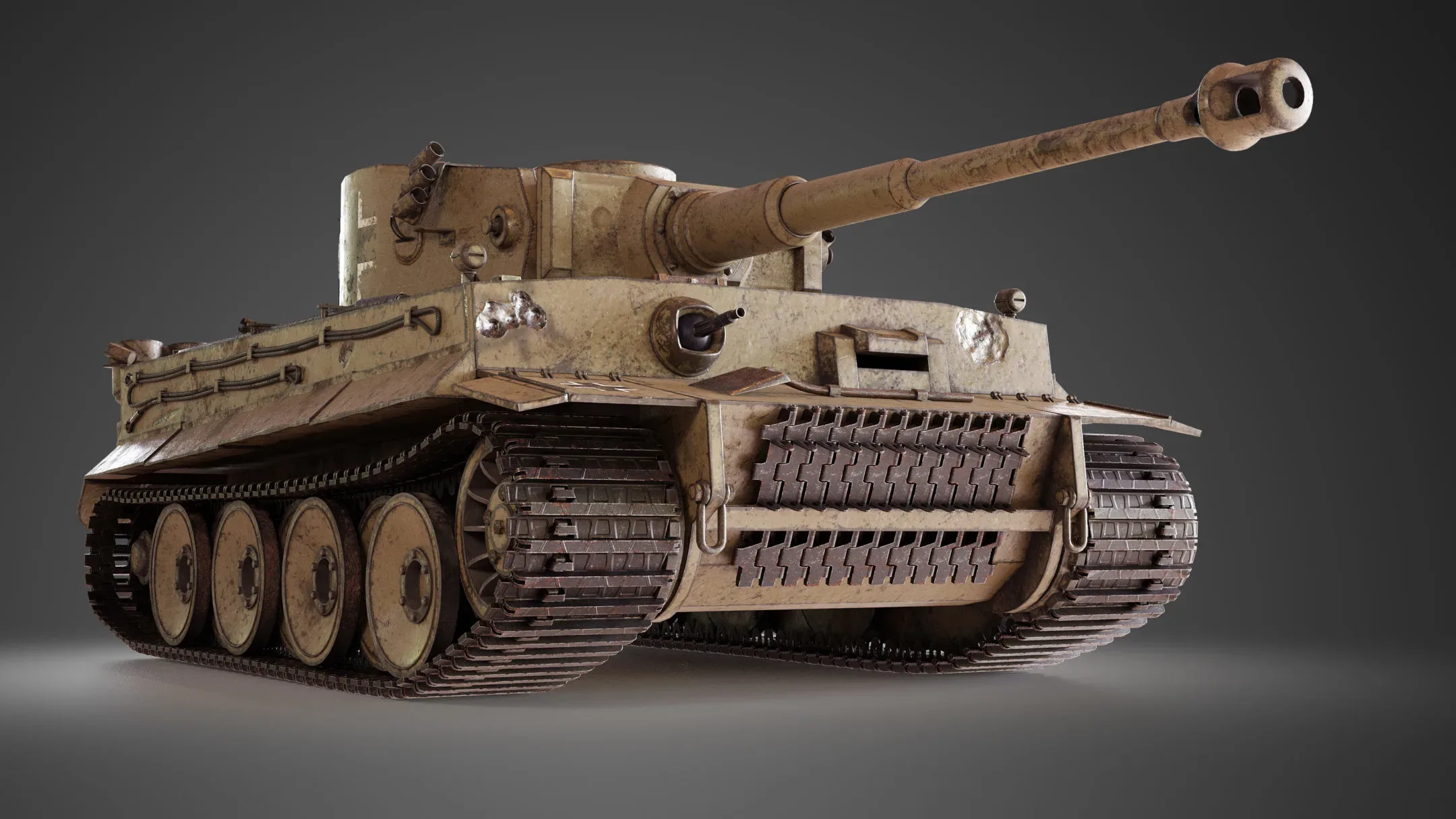 WW2 German Tiger tank Low-poly 3D model