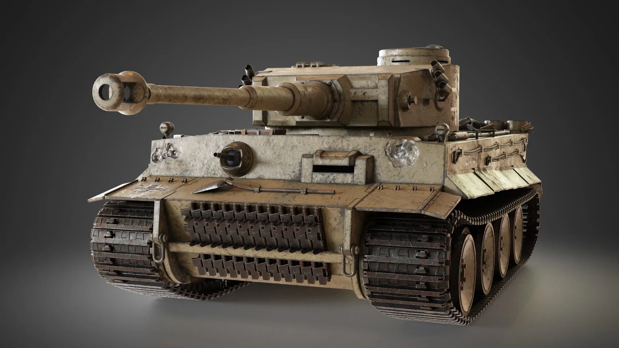 WW2 German Tiger tank Low-poly 3D model