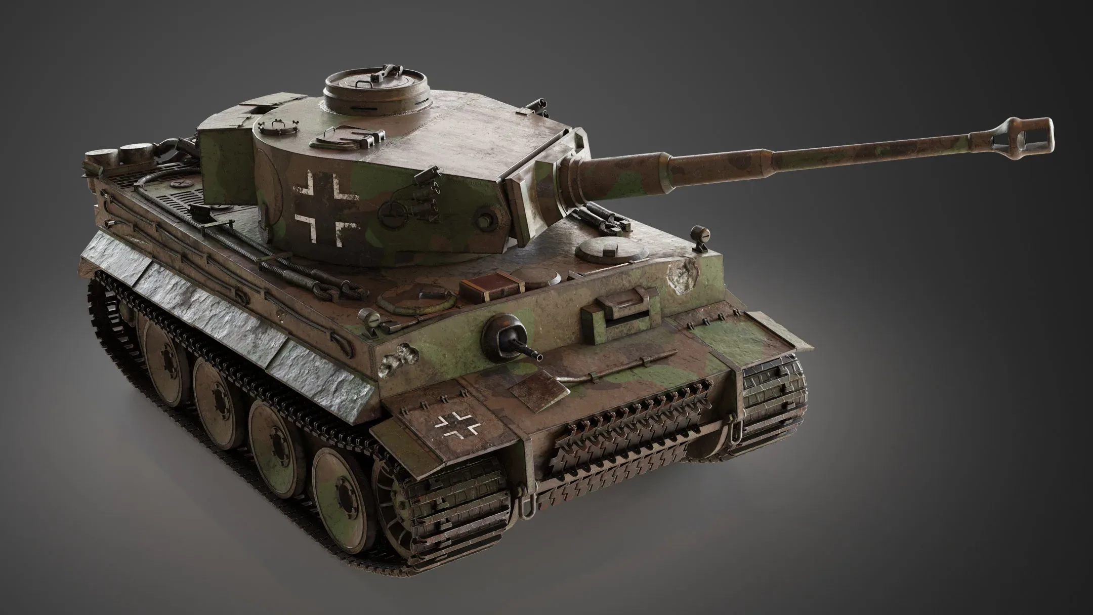 WW2 German Tiger tank Low-poly 3D model