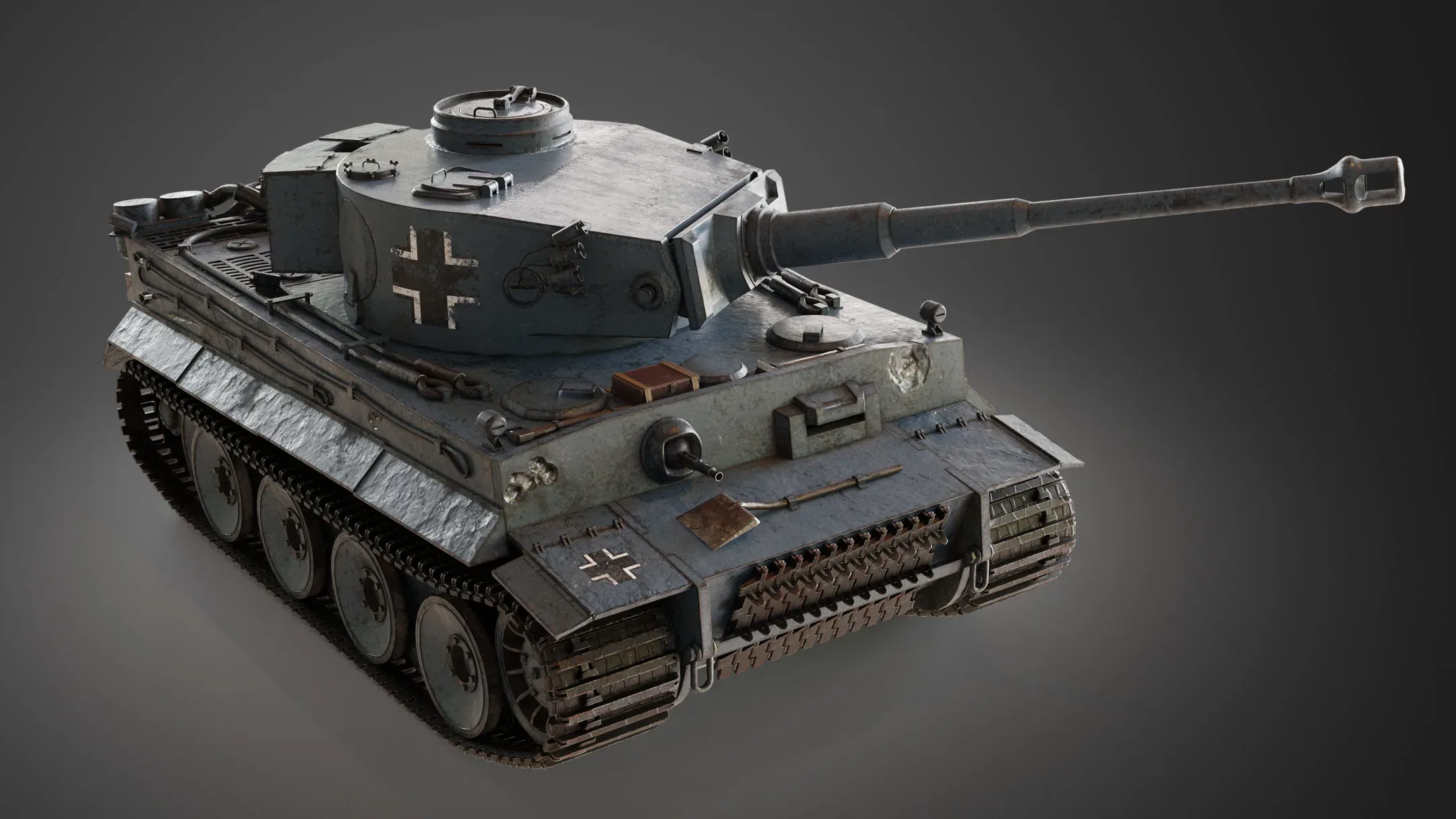 WW2 German Tiger tank Low-poly 3D model