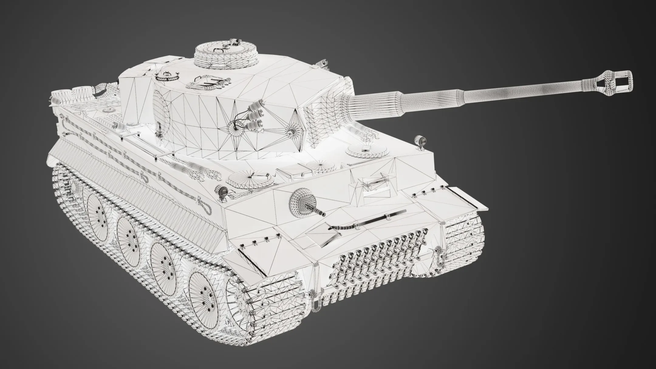 WW2 German Tiger tank Low-poly 3D model