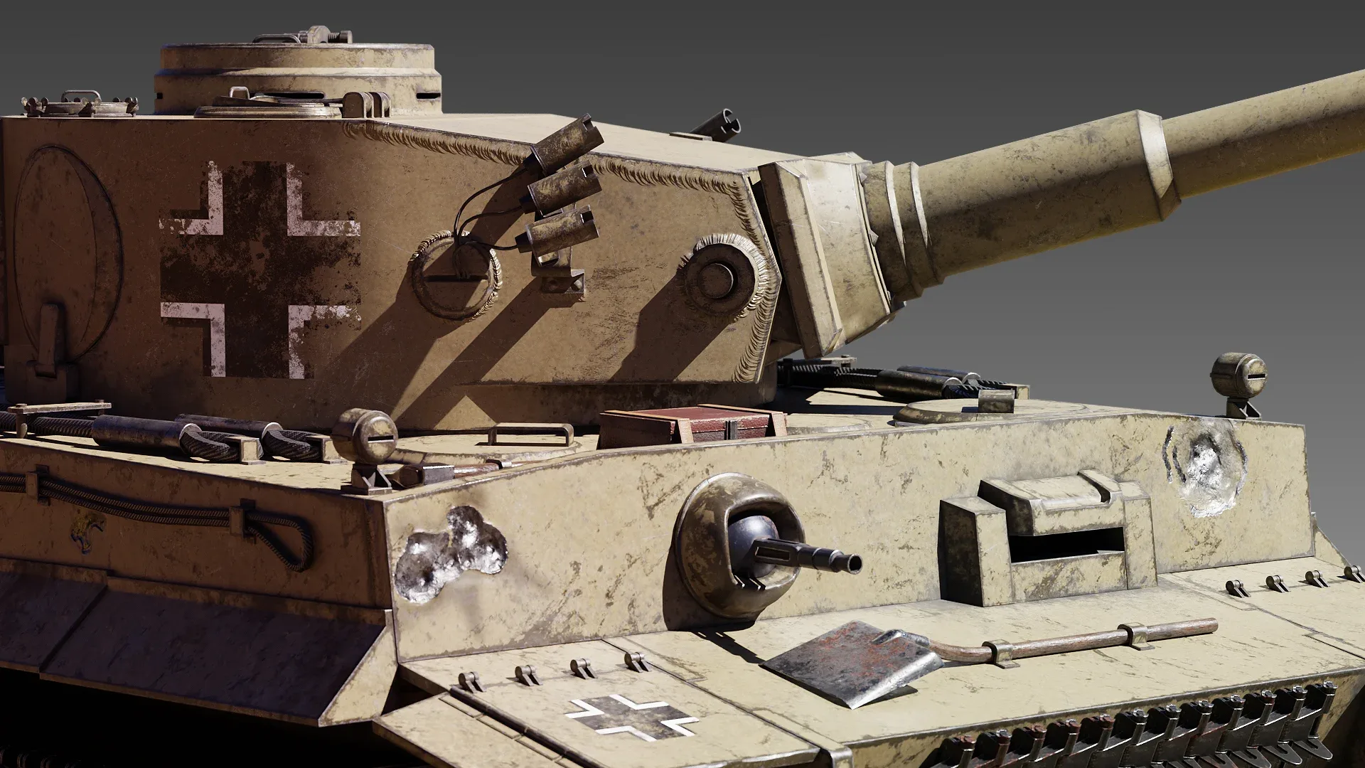 WW2 German Tiger tank Low-poly 3D model