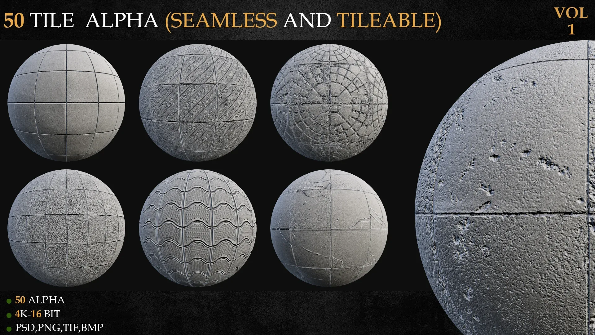 50 TILE ALPHA (SEAMLESS AND TILEABLE)-VOL 1