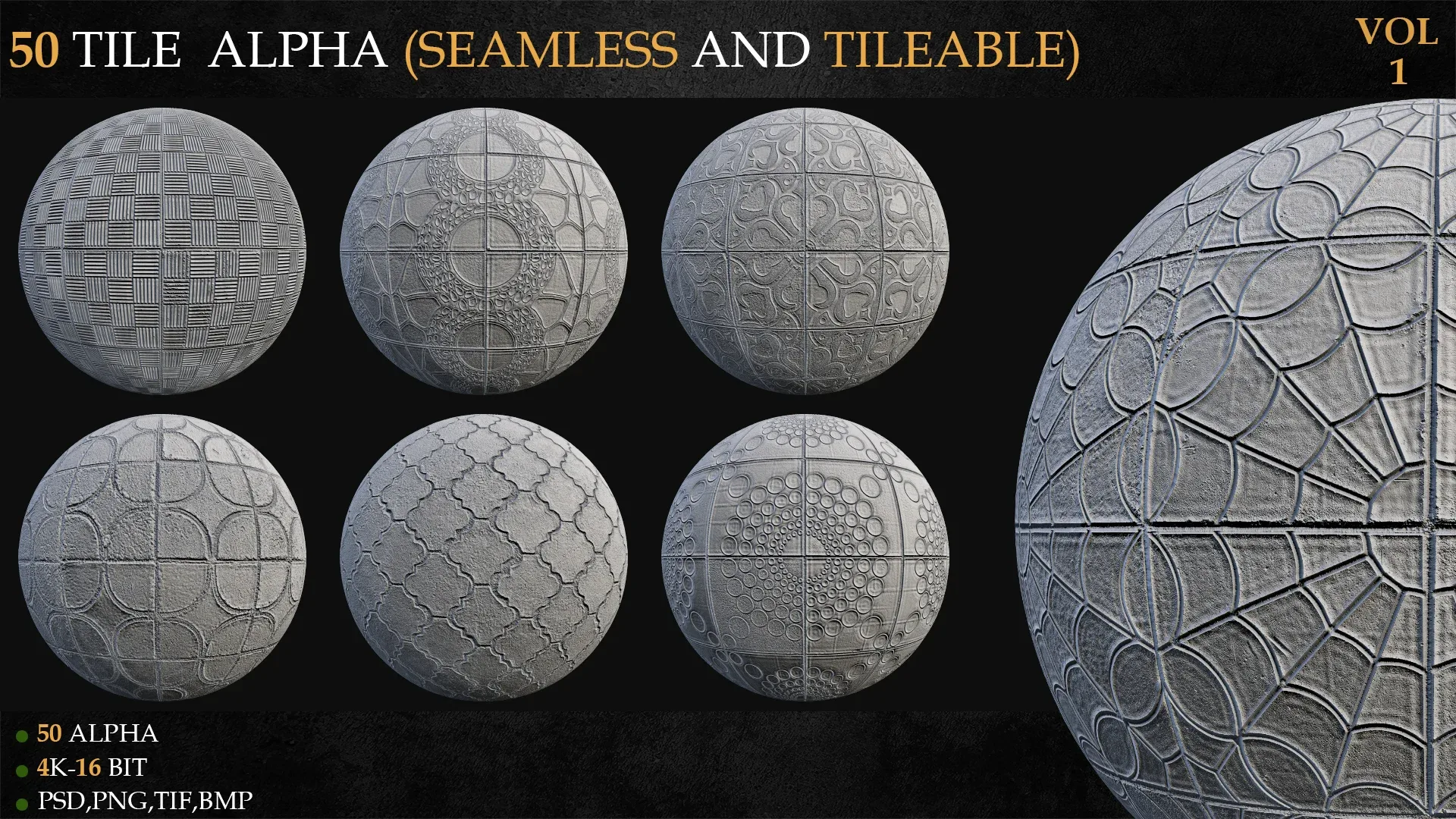 50 TILE ALPHA (SEAMLESS AND TILEABLE)-VOL 1