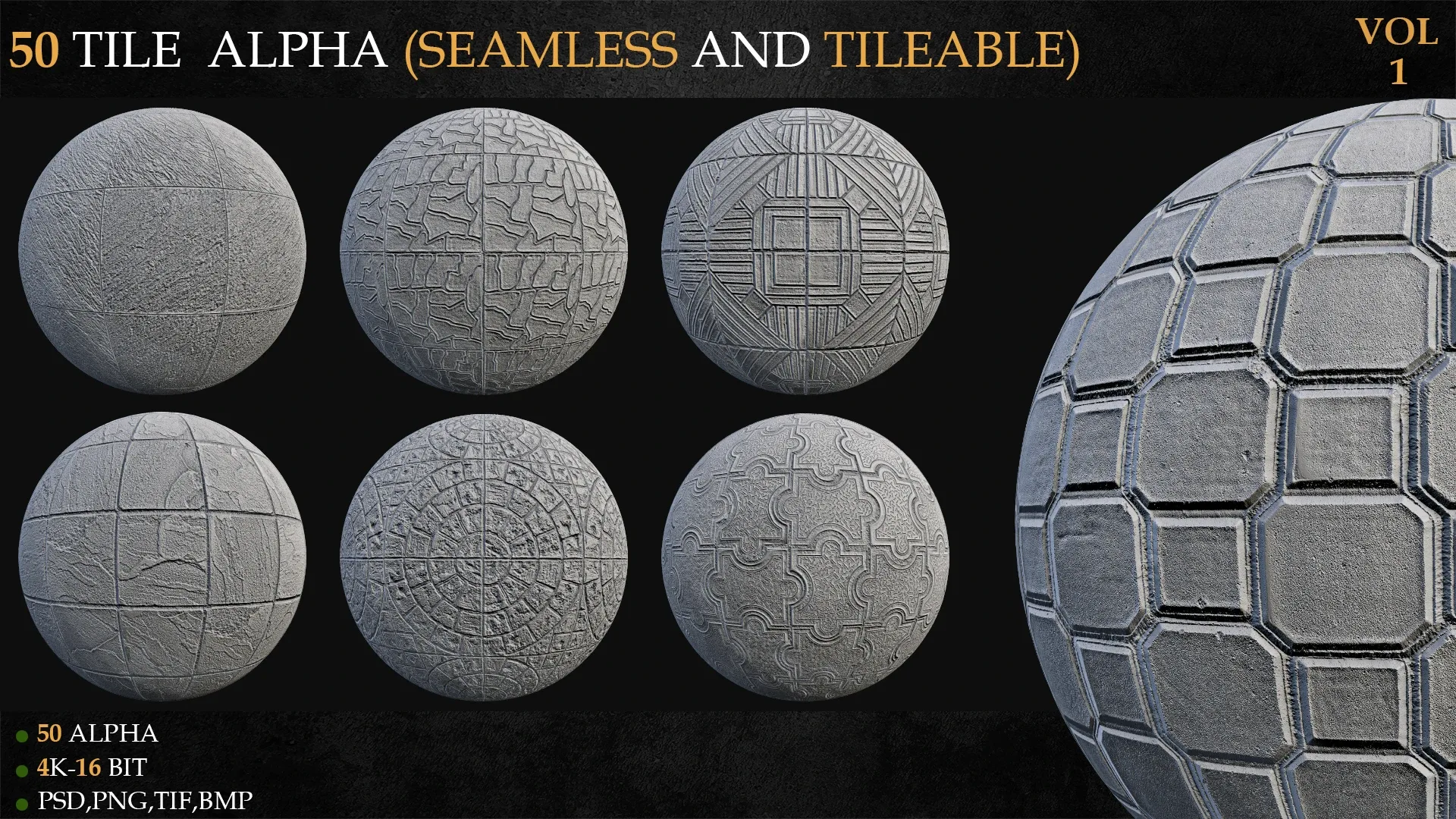 50 TILE ALPHA (SEAMLESS AND TILEABLE)-VOL 1