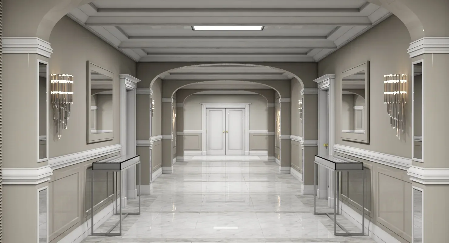 3D Grand Corridor Tileable Kit 3 model