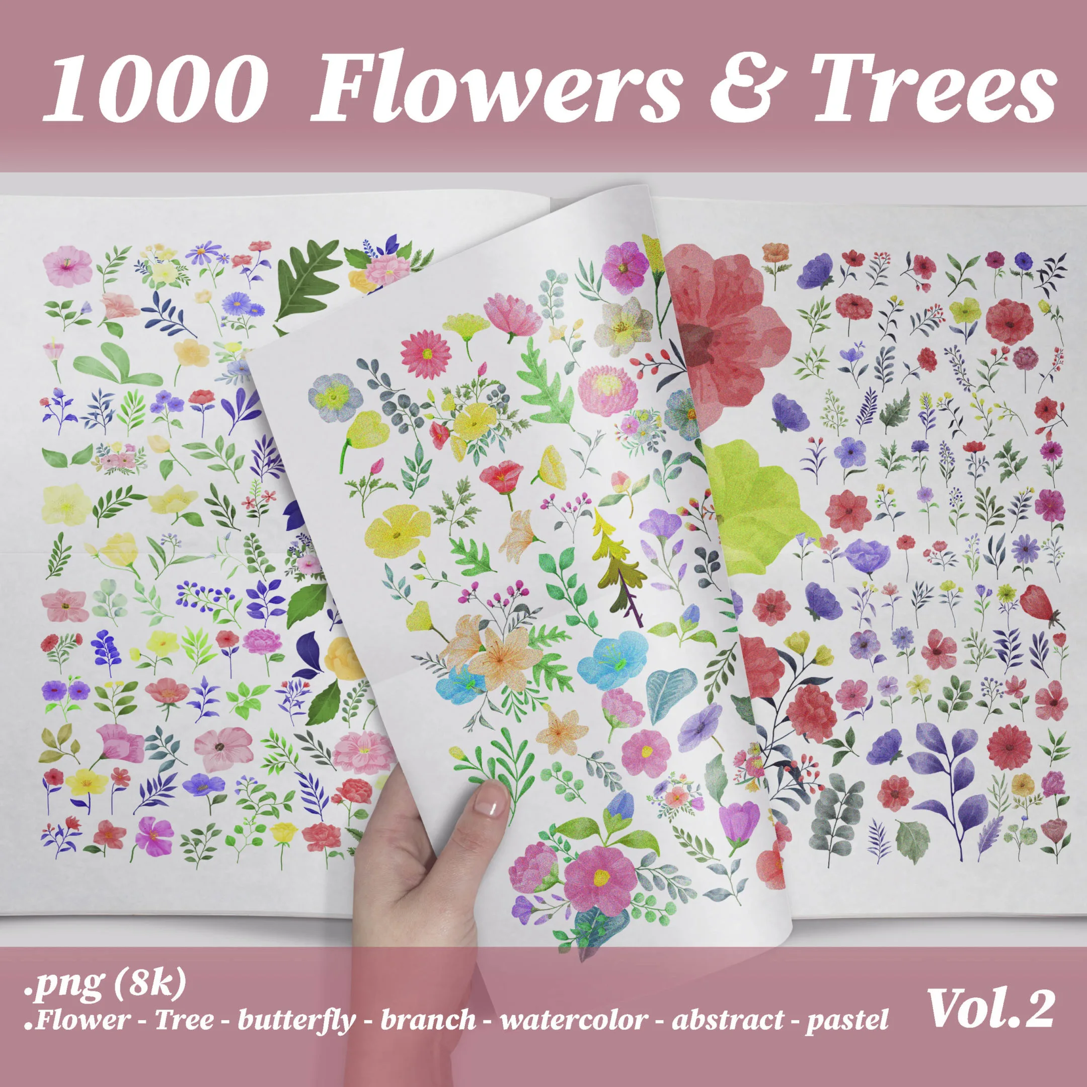 1000 Flowers & Trees transparent background png 8k vol 2