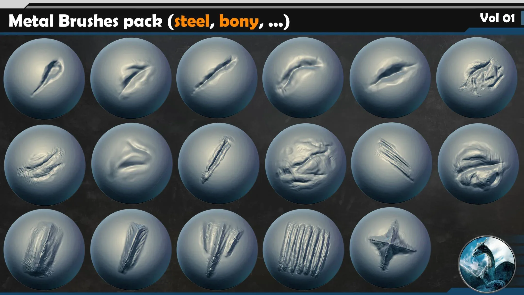 50 Metal Brushes pack (steel, bony, ...) Vol 01