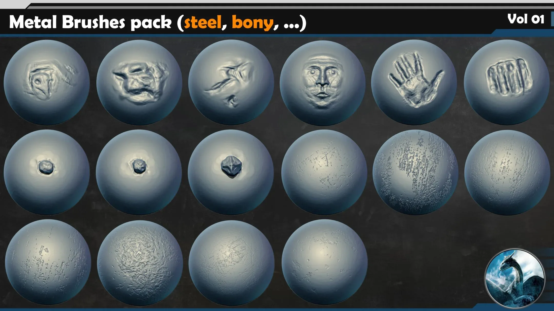 50 Metal Brushes pack (steel, bony, ...) Vol 01