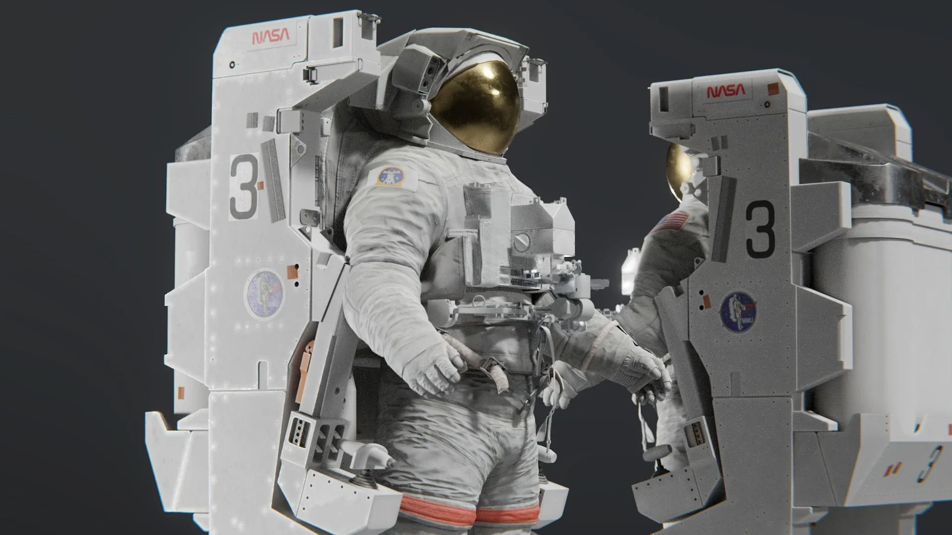 NASA EMU MMU Astronaut Spacesuit Rigged