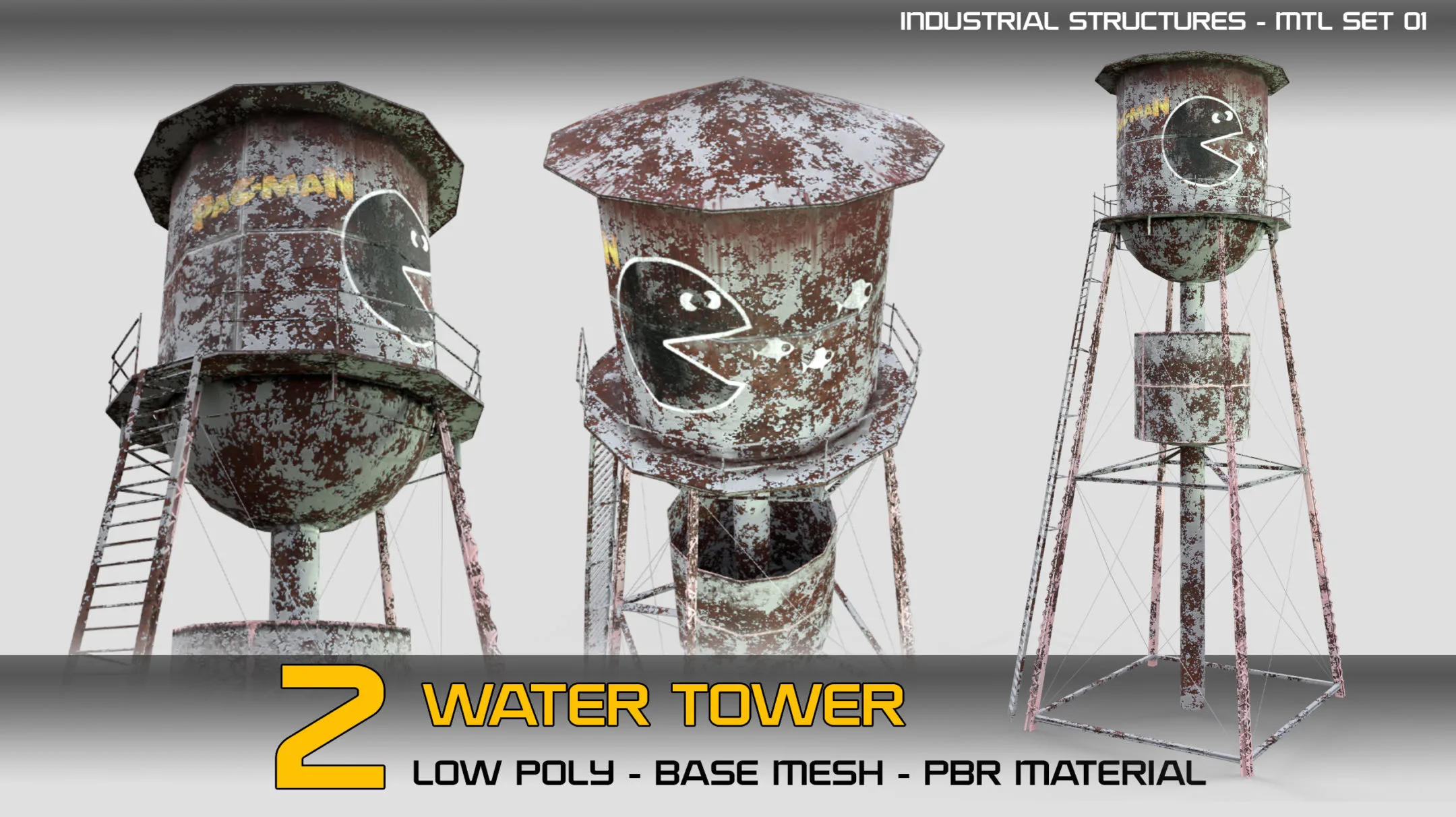 2 Water Towers with PBR material