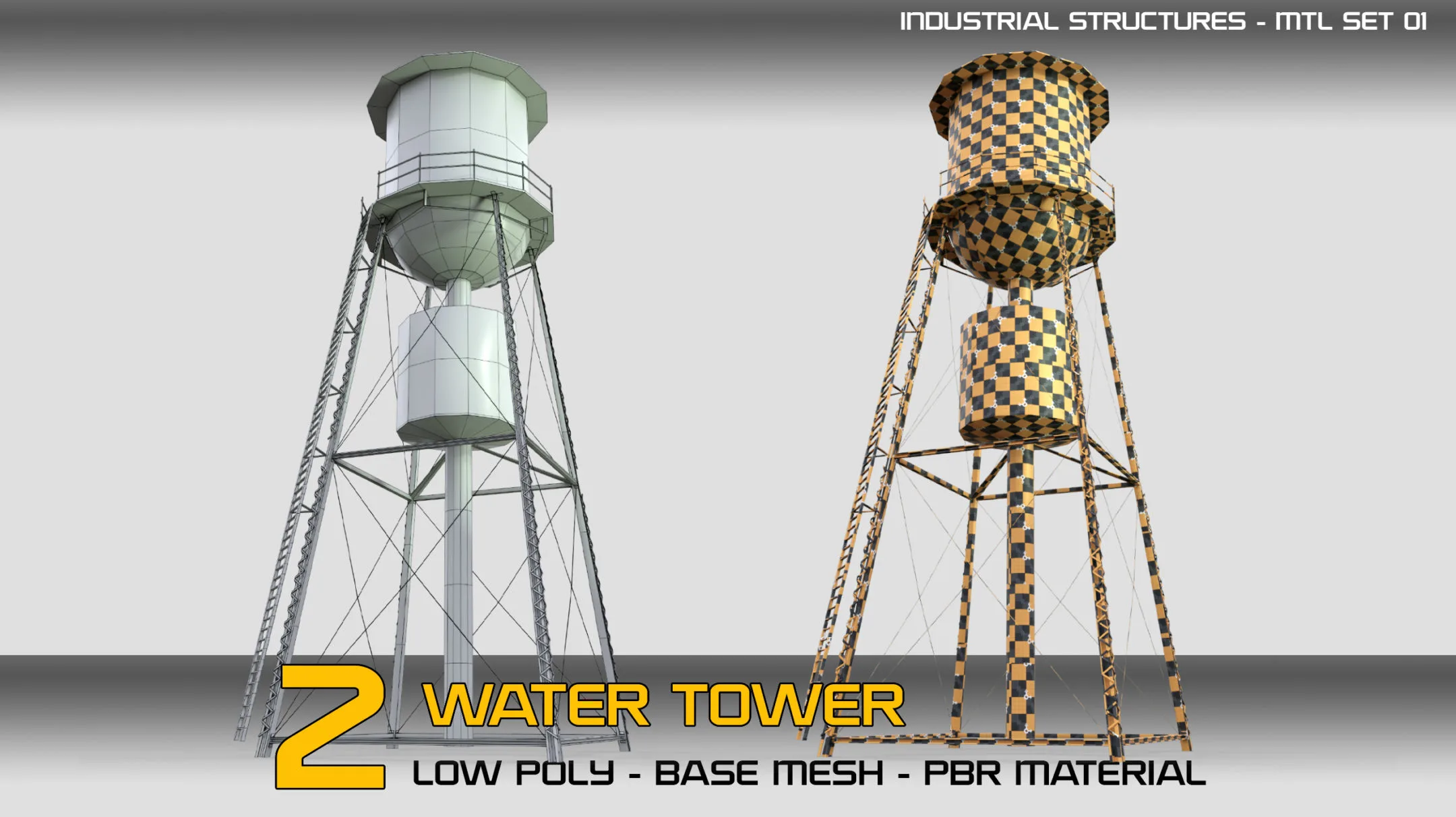 2 Water Towers with PBR material