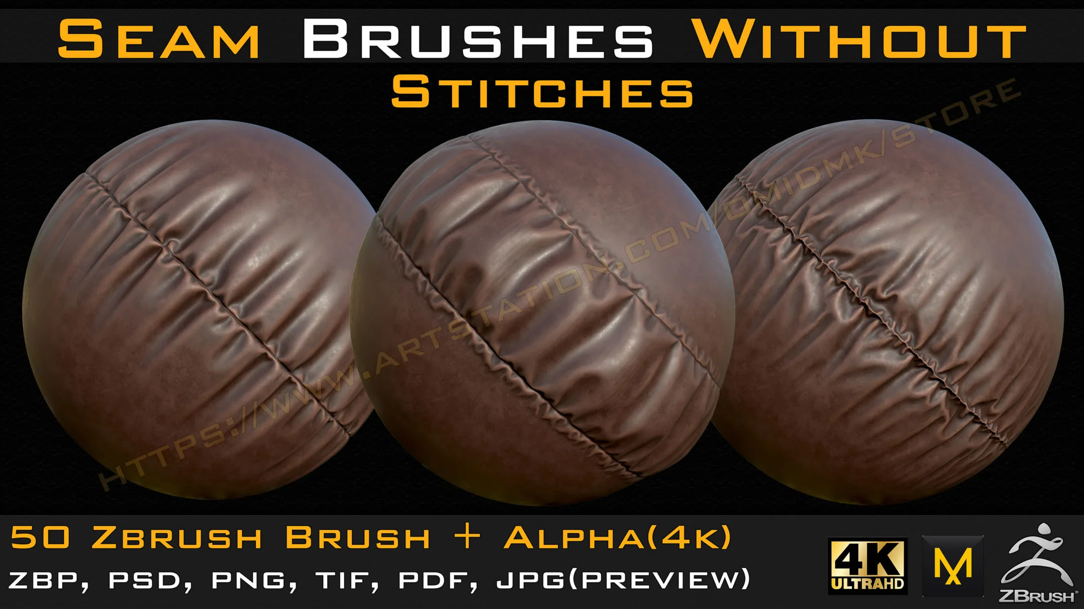 50 Seam Brushes Without Stitches (4k)+Alpha -Vol 03