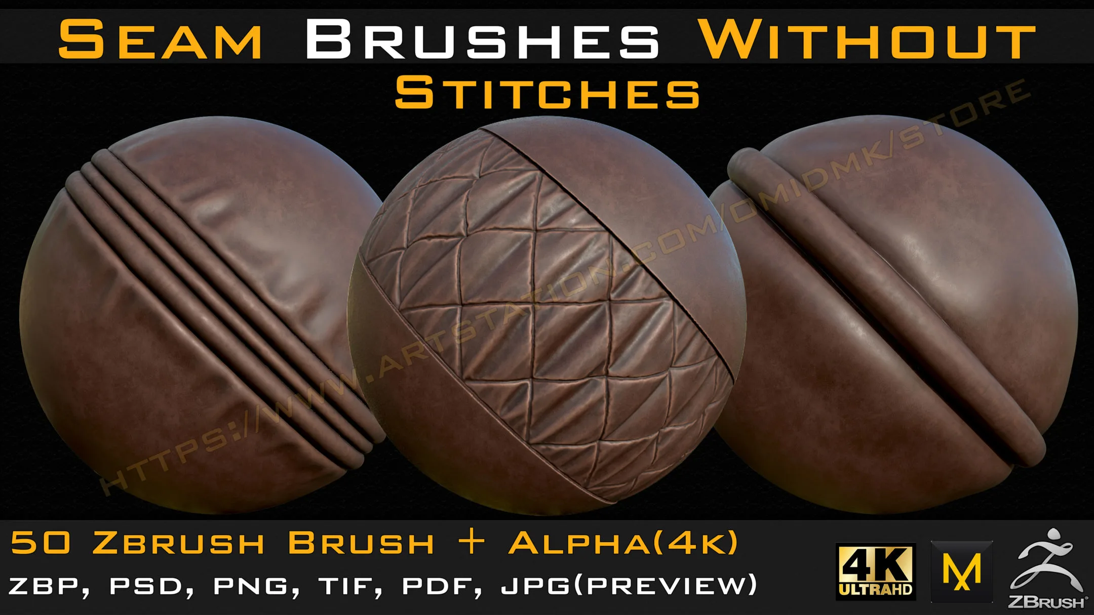 50 Seam Brushes Without Stitches (4k)+Alpha -Vol 03