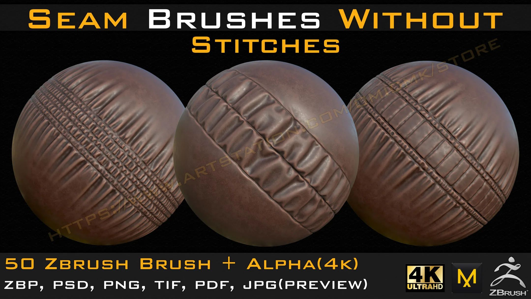 50 Seam Brushes Without Stitches (4k)+Alpha -Vol 03